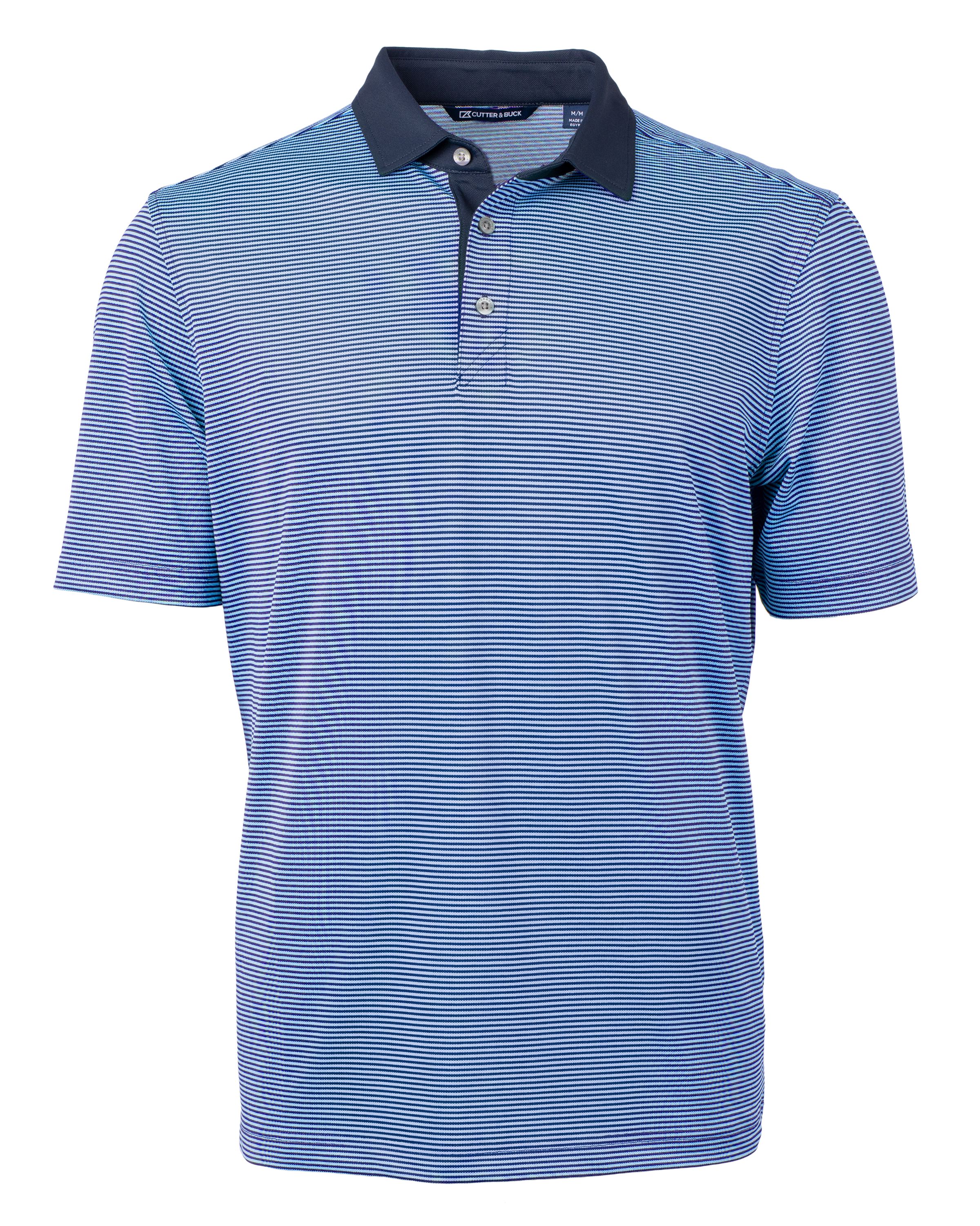 CB Virtue Eco Pique Micro Stripe Recycled Mens Big &#38; Tall Polo-Cutter &#38; Buck