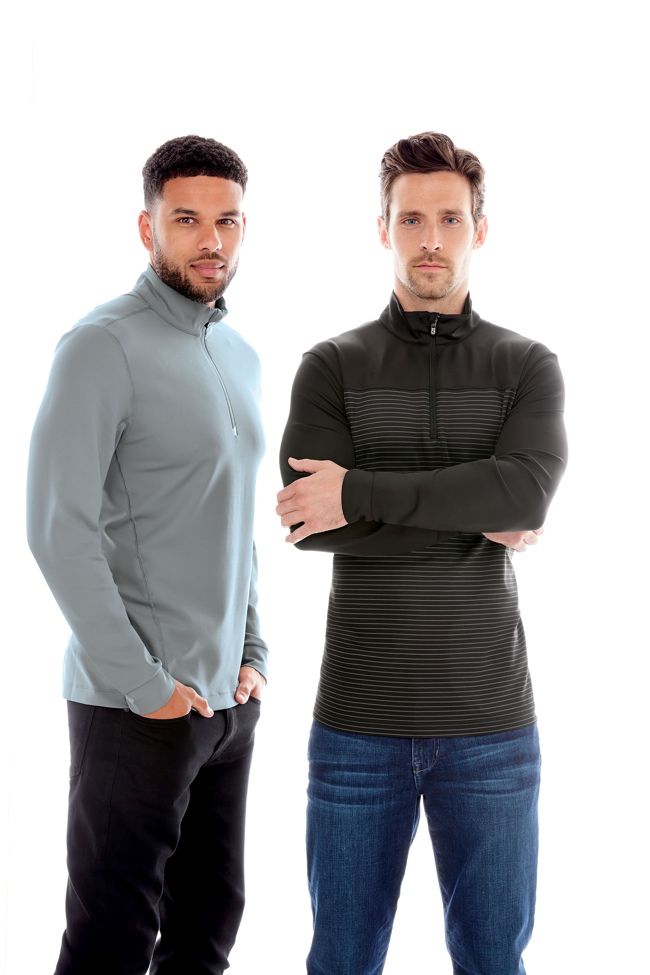 Cutter & Buck Traverse Recycled Smooth Stretch Mens Stripe Quarter Zip Pullover 70