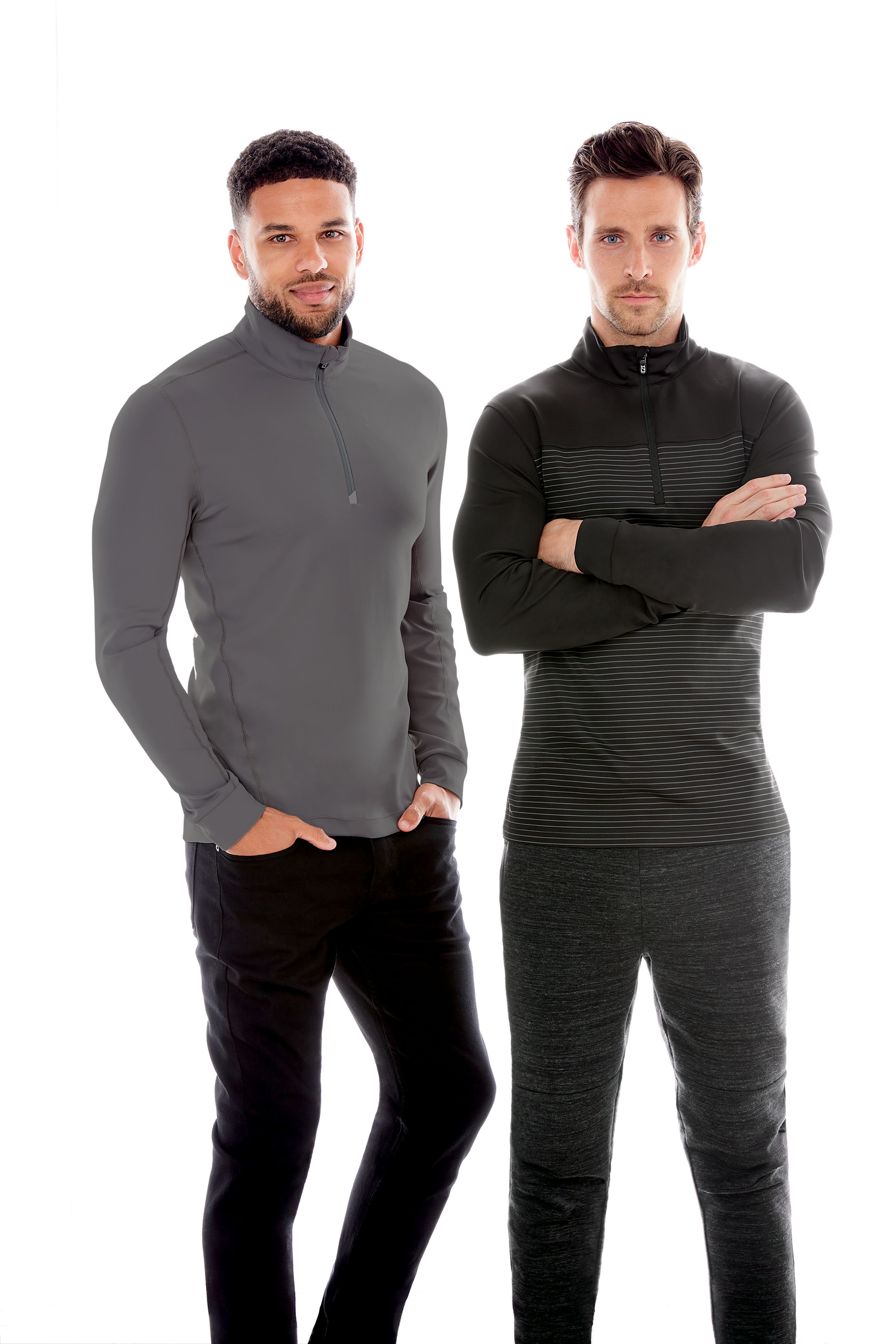 Cutter & Buck Traverse Recycled Smooth Stretch Mens Stripe Quarter Zip Pullover 68