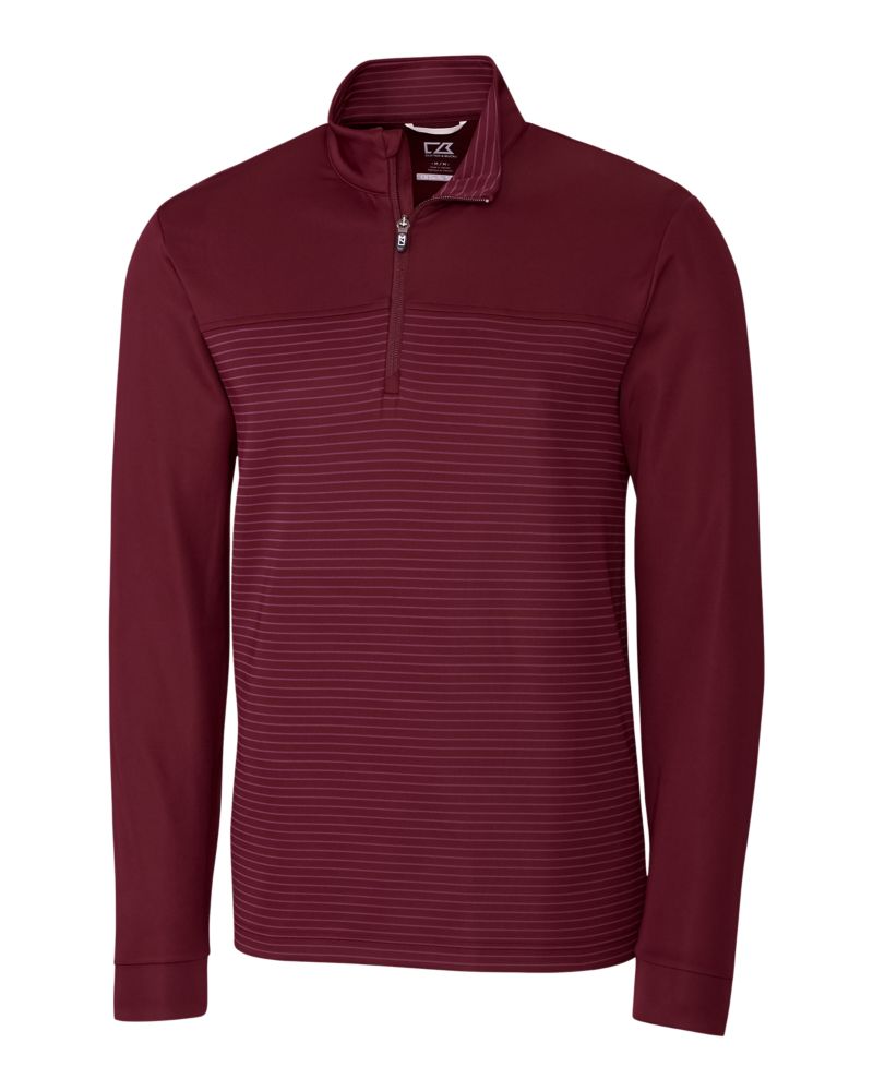 Cutter & Buck Traverse Recycled Smooth Stretch Mens Stripe Quarter Zip Pullover 90