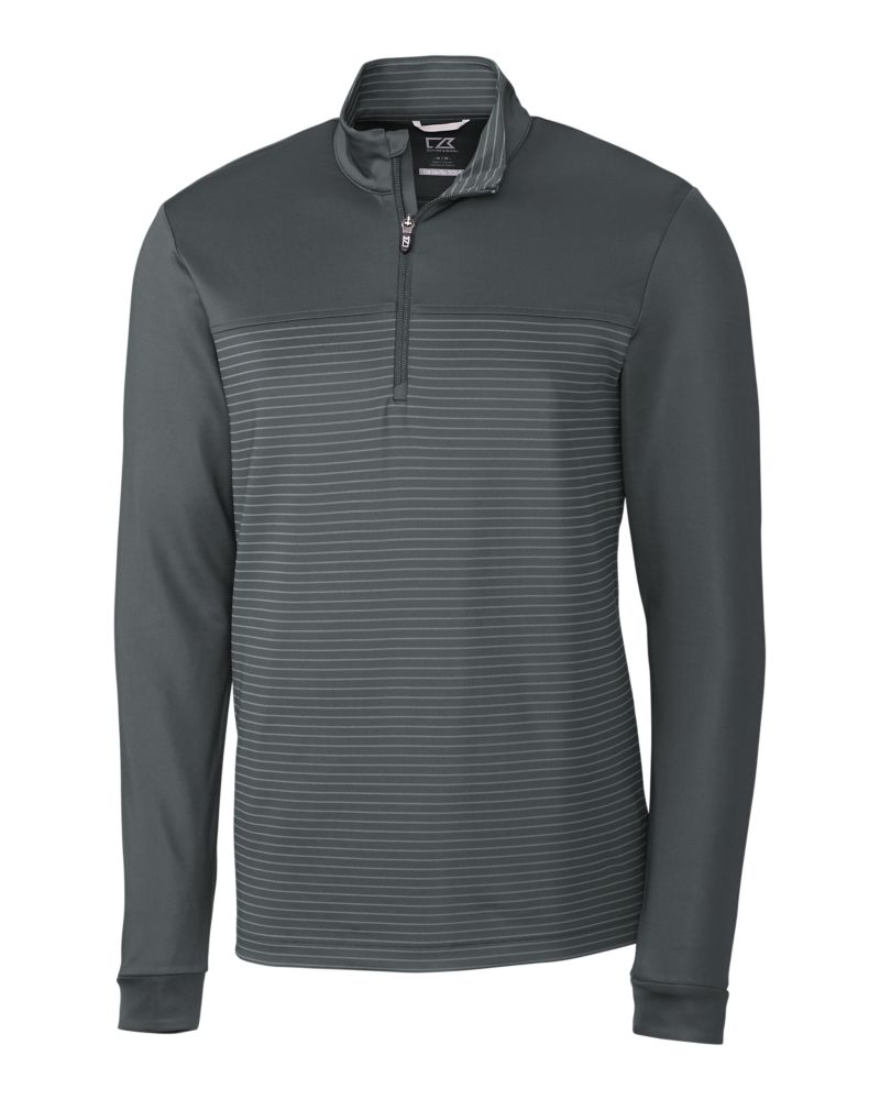 Cutter & Buck Traverse Recycled Smooth Stretch Mens Stripe Quarter Zip Pullover 81