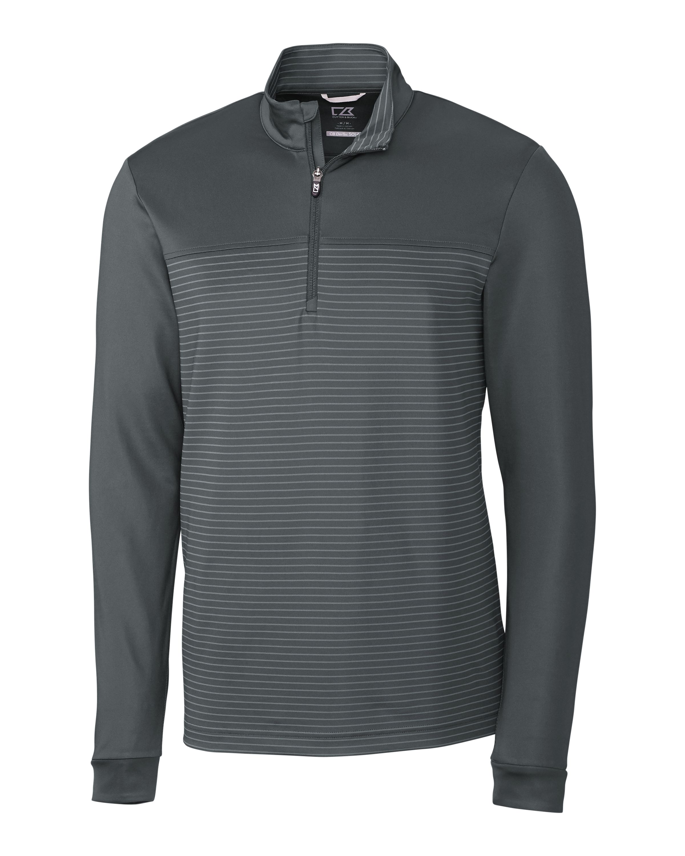 Cutter & Buck Traverse Recycled Smooth Stretch Mens Stripe Quarter Zip Pullover 10