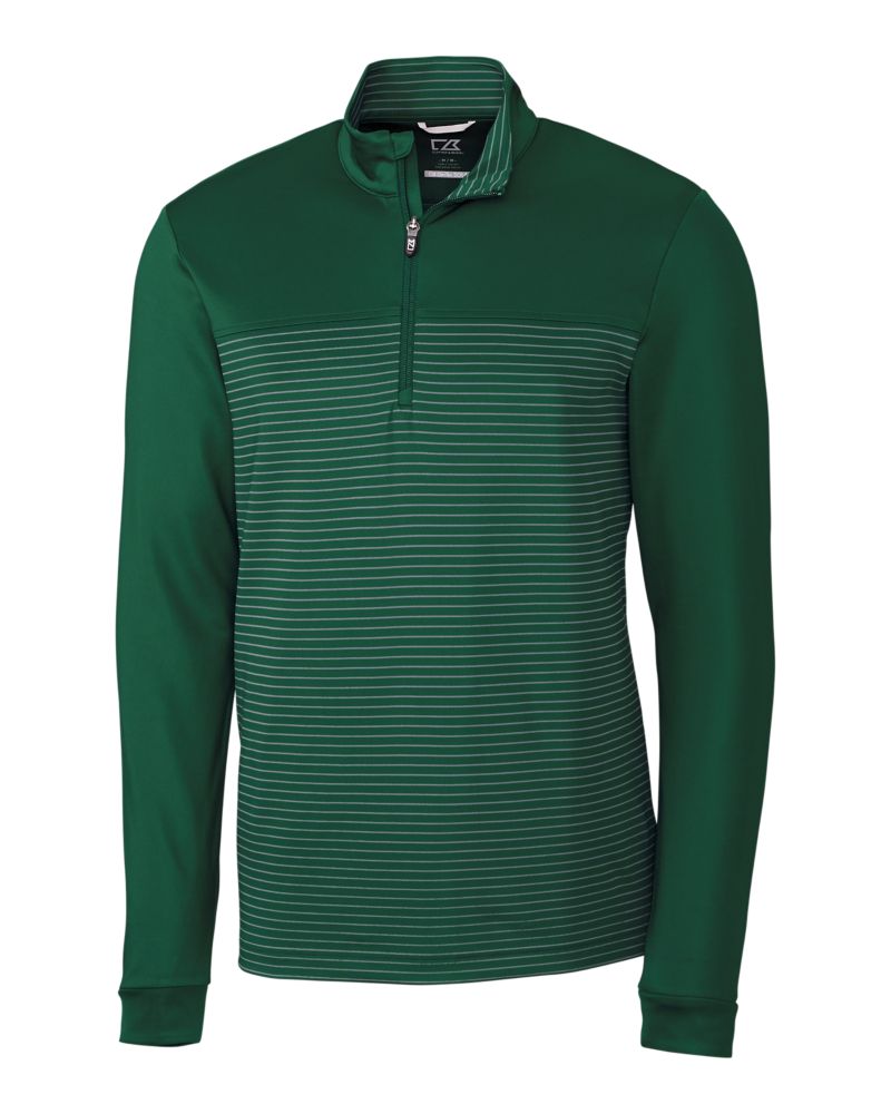 Cutter & Buck Traverse Recycled Smooth Stretch Mens Stripe Quarter Zip Pullover 101