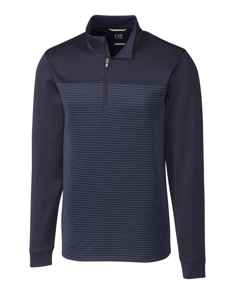 Cutter & Buck Traverse Recycled Smooth Stretch Mens Stripe Quarter Zip Pullover 96