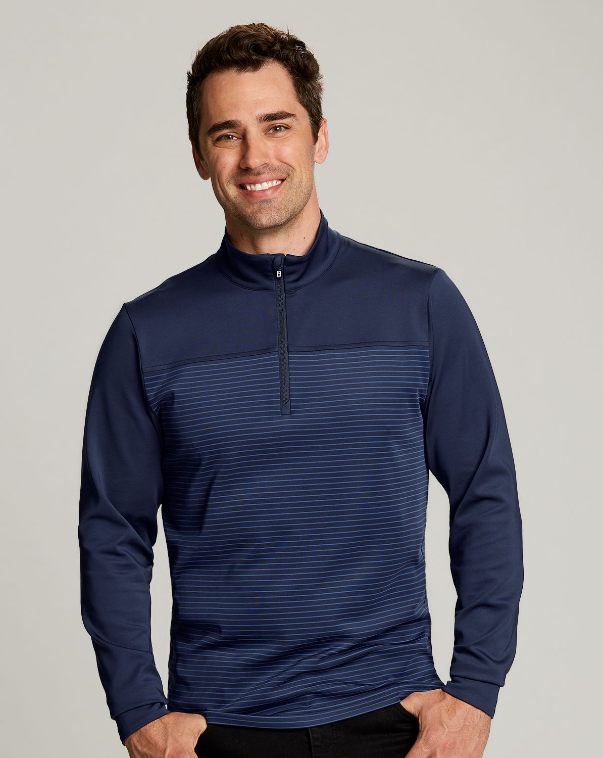 Cutter & Buck Traverse Recycled Smooth Stretch Mens Stripe Quarter Zip Pullover 103