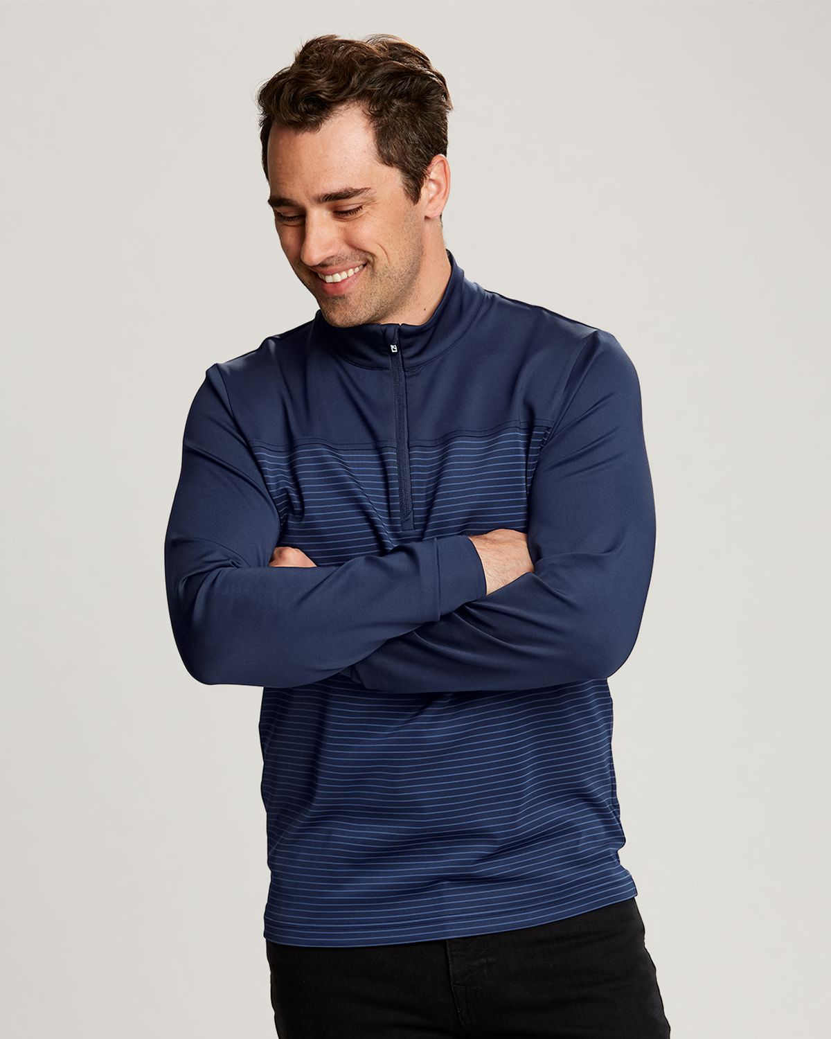 Cutter & Buck Traverse Recycled Smooth Stretch Mens Stripe Quarter Zip Pullover 79