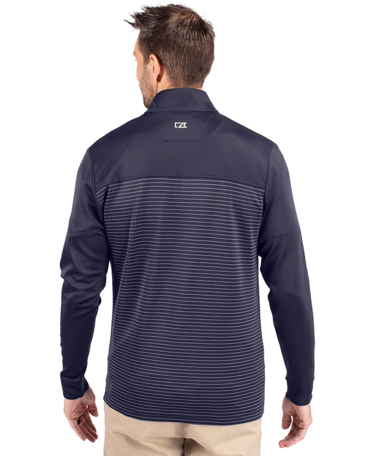Cutter & Buck Traverse Recycled Smooth Stretch Mens Stripe Quarter Zip Pullover 99