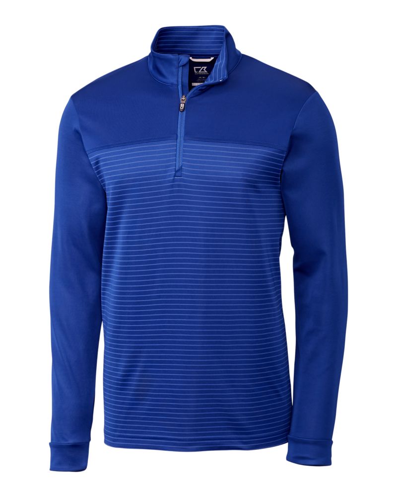 Cutter & Buck Traverse Recycled Smooth Stretch Mens Stripe Quarter Zip Pullover 18
