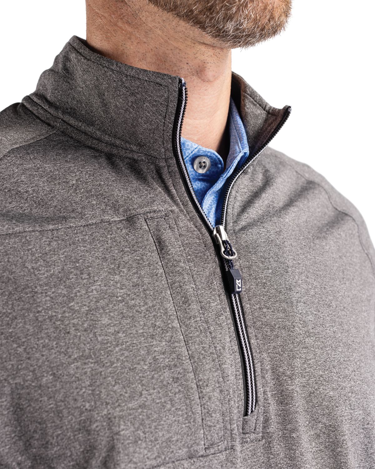 Cutter & Buck Adapt Recycled Soft Knit Stretch Mens Big & Tall Heathered Quarter Zip Pullover Big & Tall 93