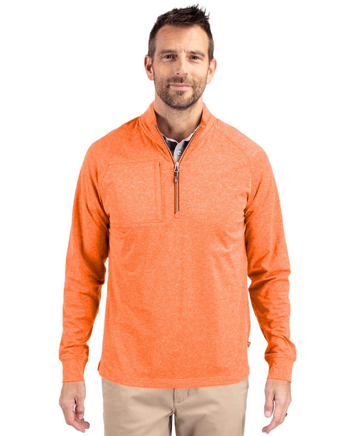 Cutter & Buck Adapt Recycled Soft Knit Stretch Mens Big & Tall Heathered Quarter Zip Pullover Big & Tall 100