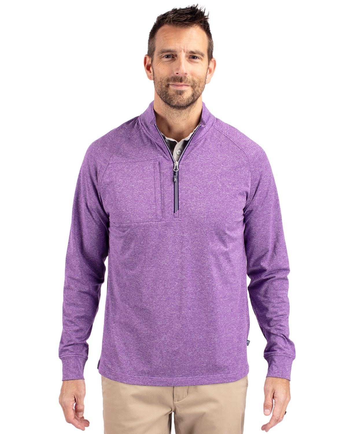 Cutter & Buck Adapt Recycled Soft Knit Stretch Mens Big & Tall Heathered Quarter Zip Pullover Big & Tall 144