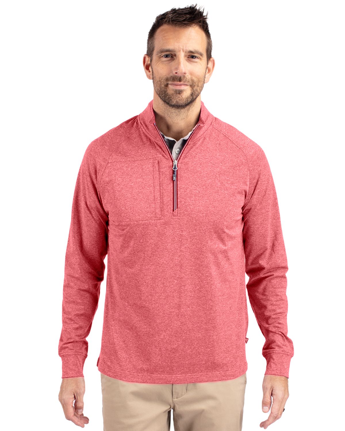 Cutter & Buck Adapt Recycled Soft Knit Stretch Mens Big & Tall Heathered Quarter Zip Pullover Big & Tall 130