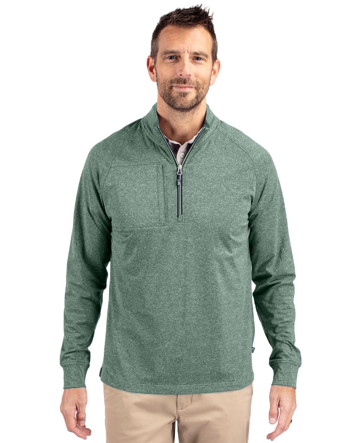 Cutter & Buck Adapt Recycled Soft Knit Stretch Mens Big & Tall Heathered Quarter Zip Pullover Big & Tall 74