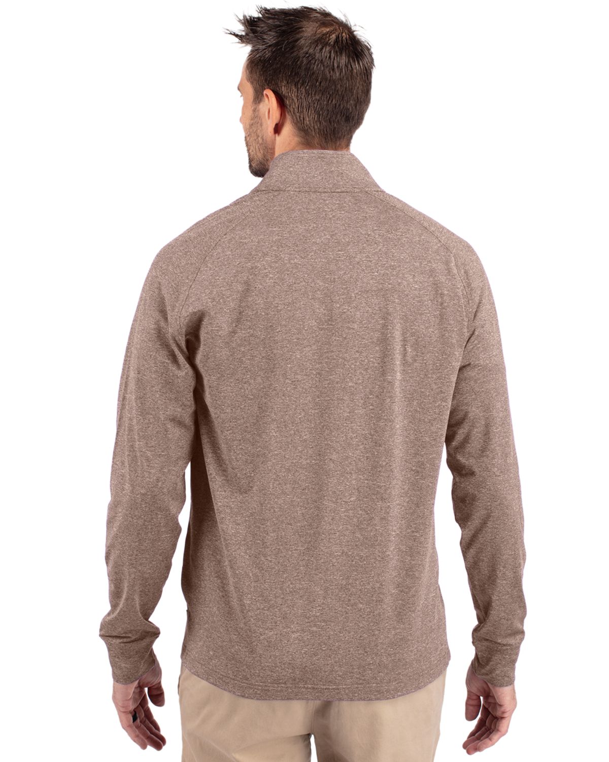 Cutter & Buck Adapt Recycled Soft Knit Stretch Mens Heathered Quarter Zip Pullover 182