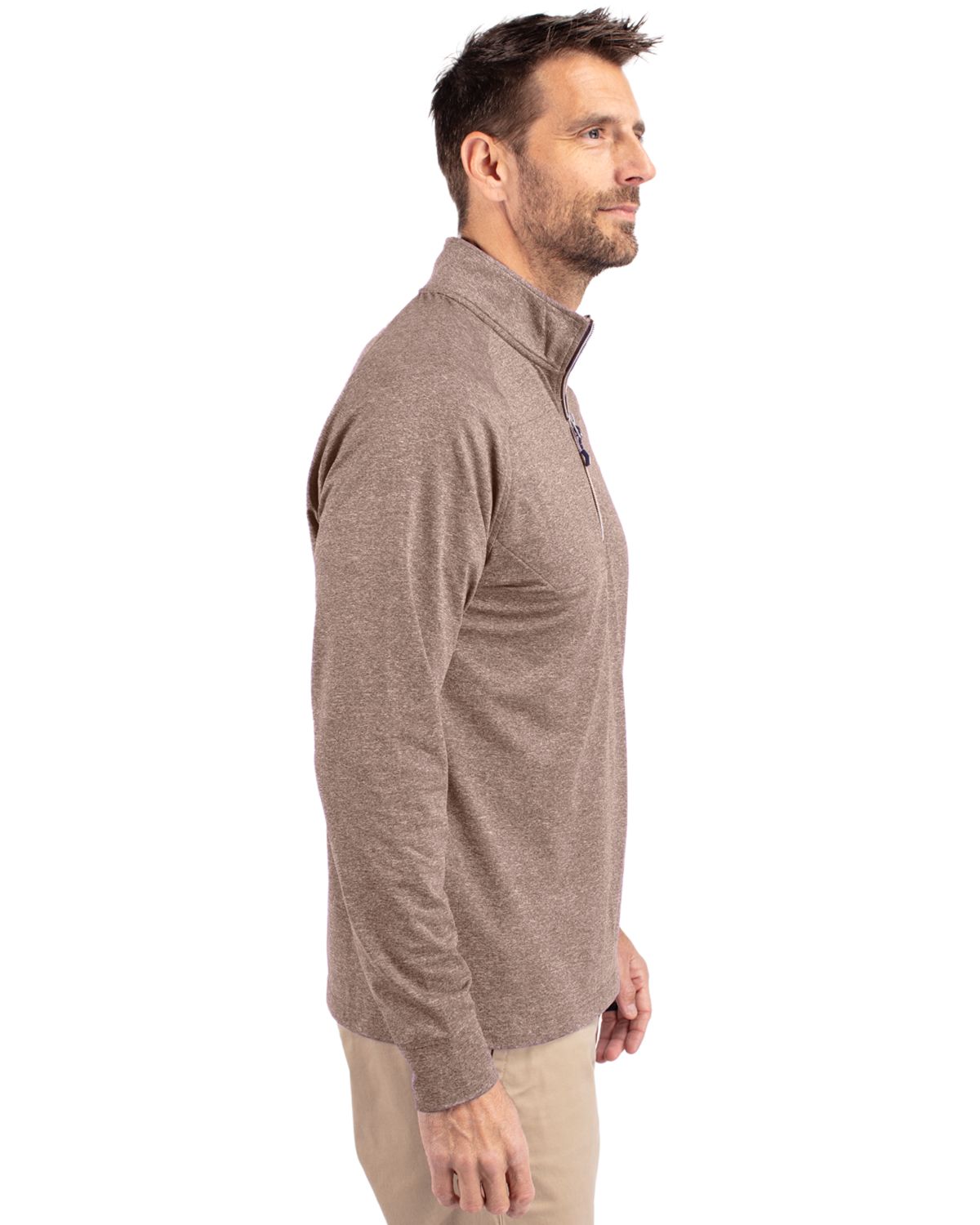 Cutter & Buck Adapt Recycled Soft Knit Stretch Mens Heathered Quarter Zip Pullover 57