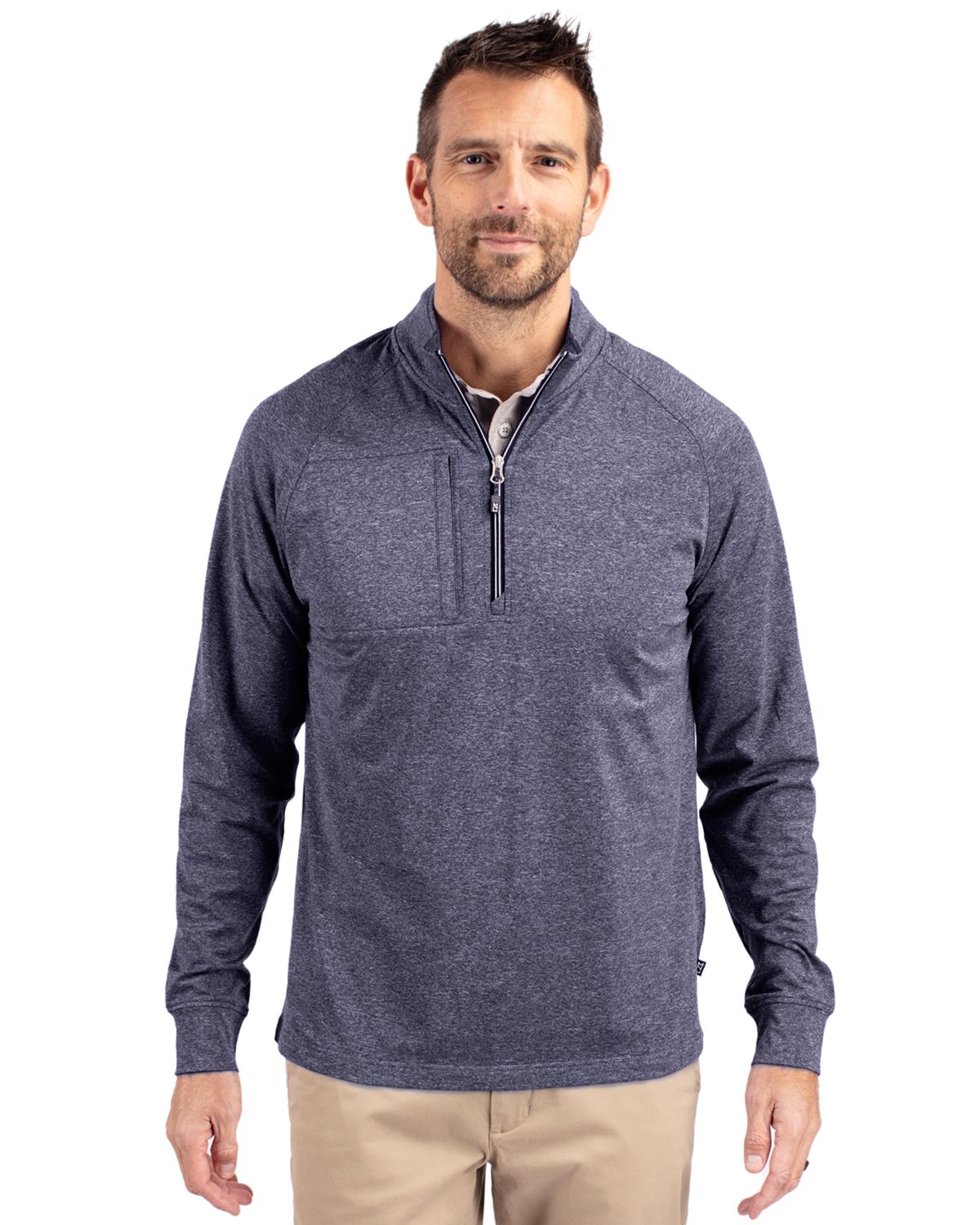 Cutter & Buck Adapt Recycled Soft Knit Stretch Mens Big & Tall Heathered Quarter Zip Pullover Big & Tall 137