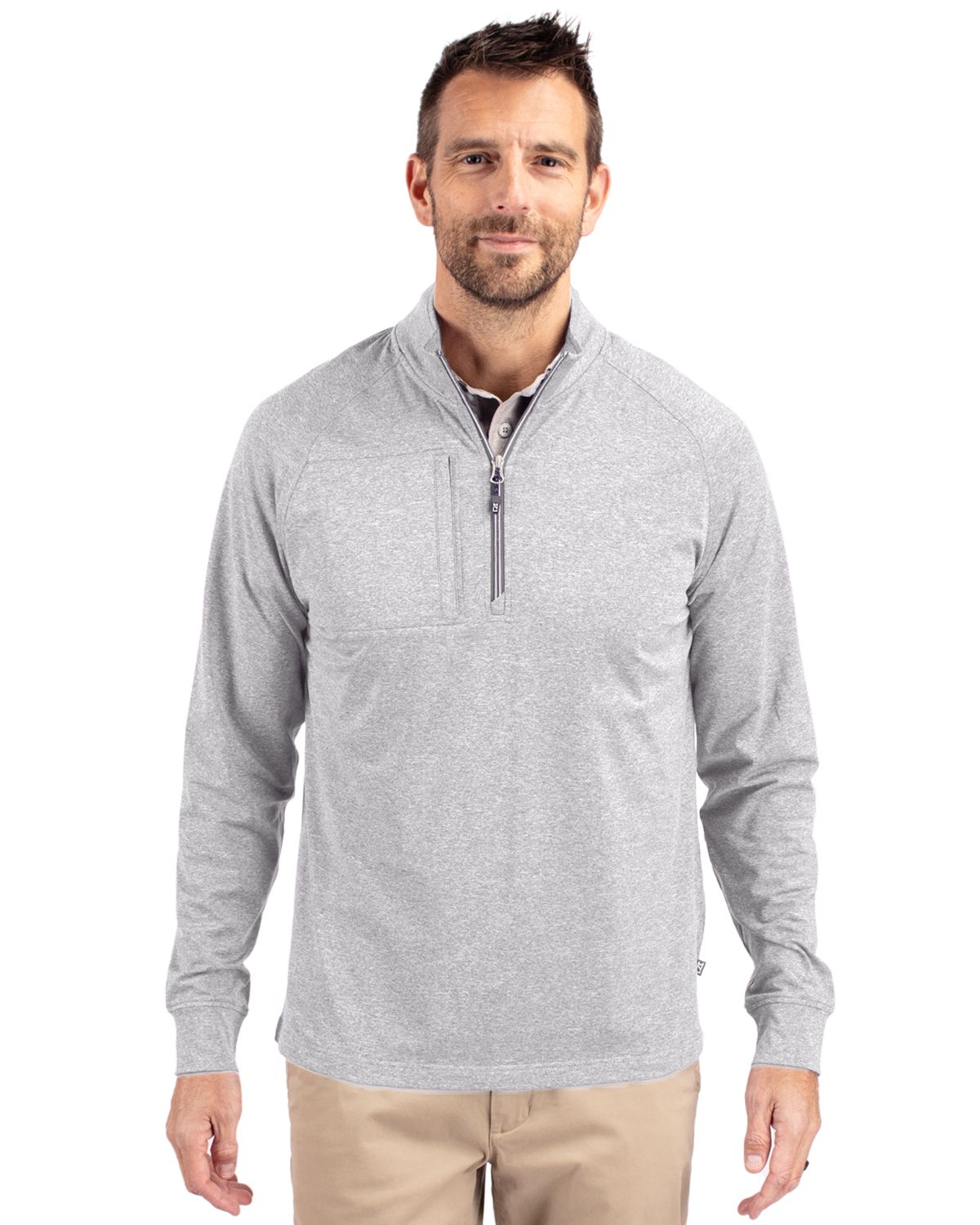Cutter & Buck Adapt Recycled Soft Knit Stretch Mens Big & Tall Heathered Quarter Zip Pullover Big & Tall 66