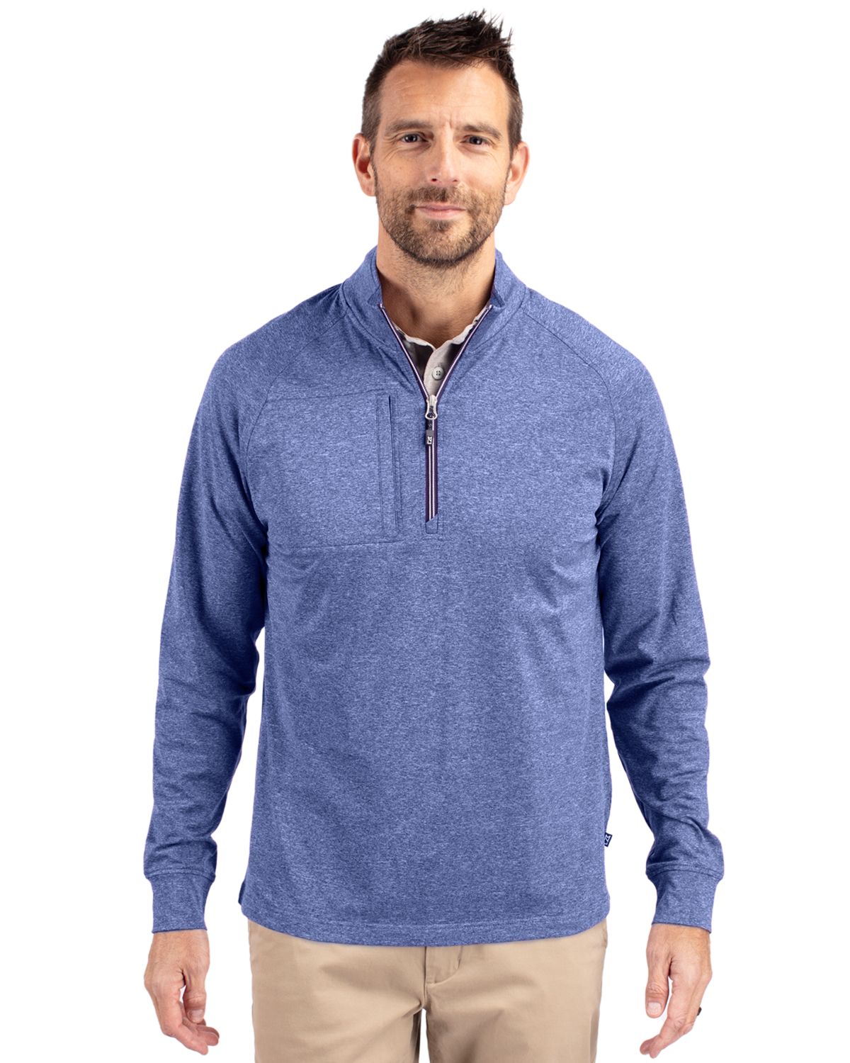 Cutter & Buck Adapt Recycled Soft Knit Stretch Mens Big & Tall Heathered Quarter Zip Pullover Big & Tall 68