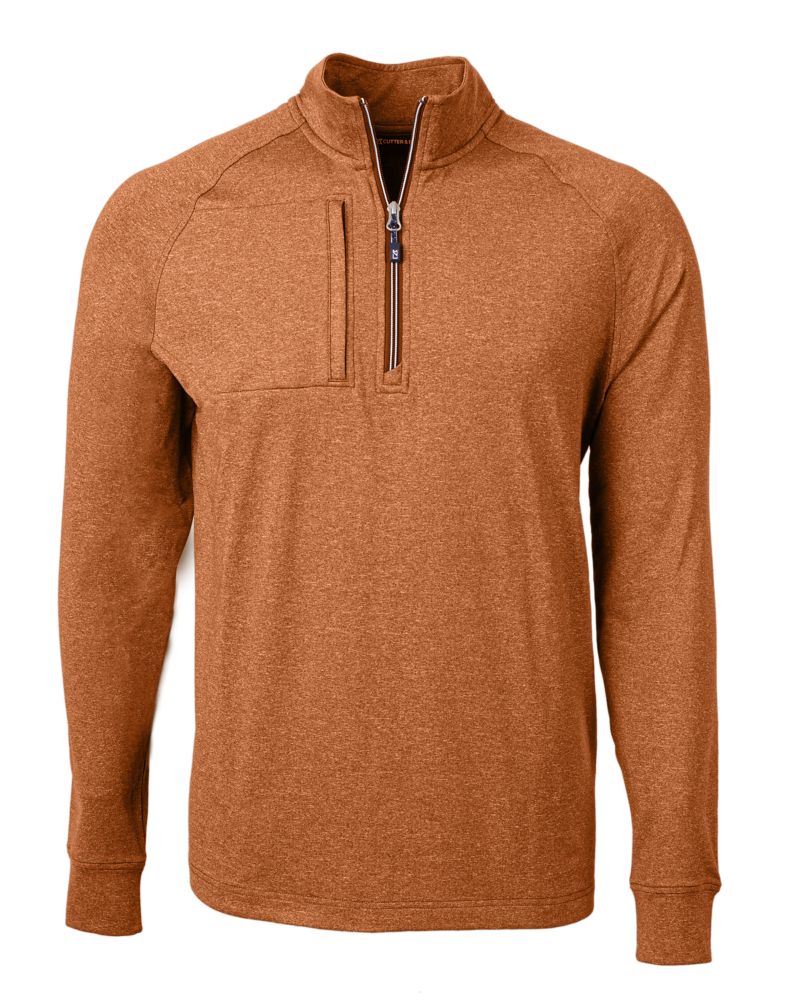 Cutter & Buck Adapt Recycled Soft Knit Stretch Mens Heathered Quarter Zip Pullover 156