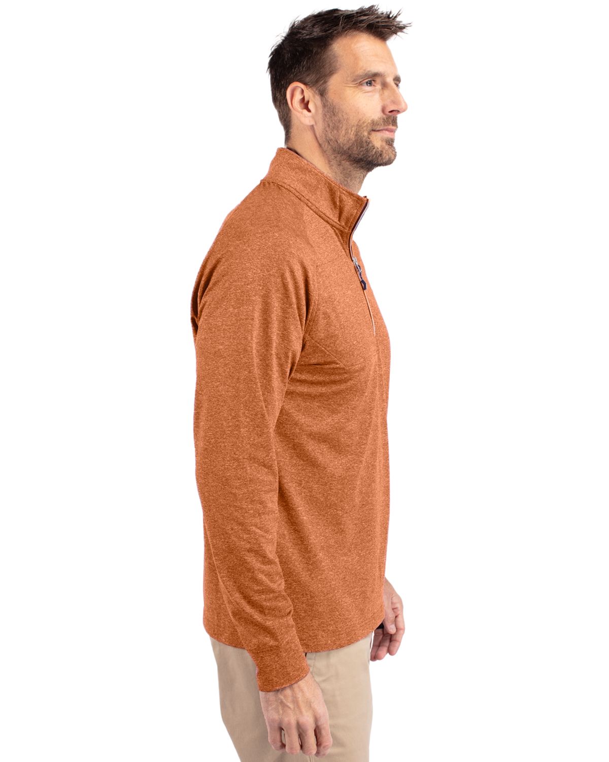 Cutter & Buck Adapt Recycled Soft Knit Stretch Mens Heathered Quarter Zip Pullover 108