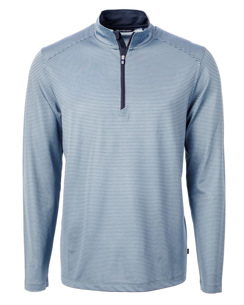 Cutter & Buck Virtue Recycled Micro Stripe Featherlight Pique Mens Quarter Zip Pullover 105