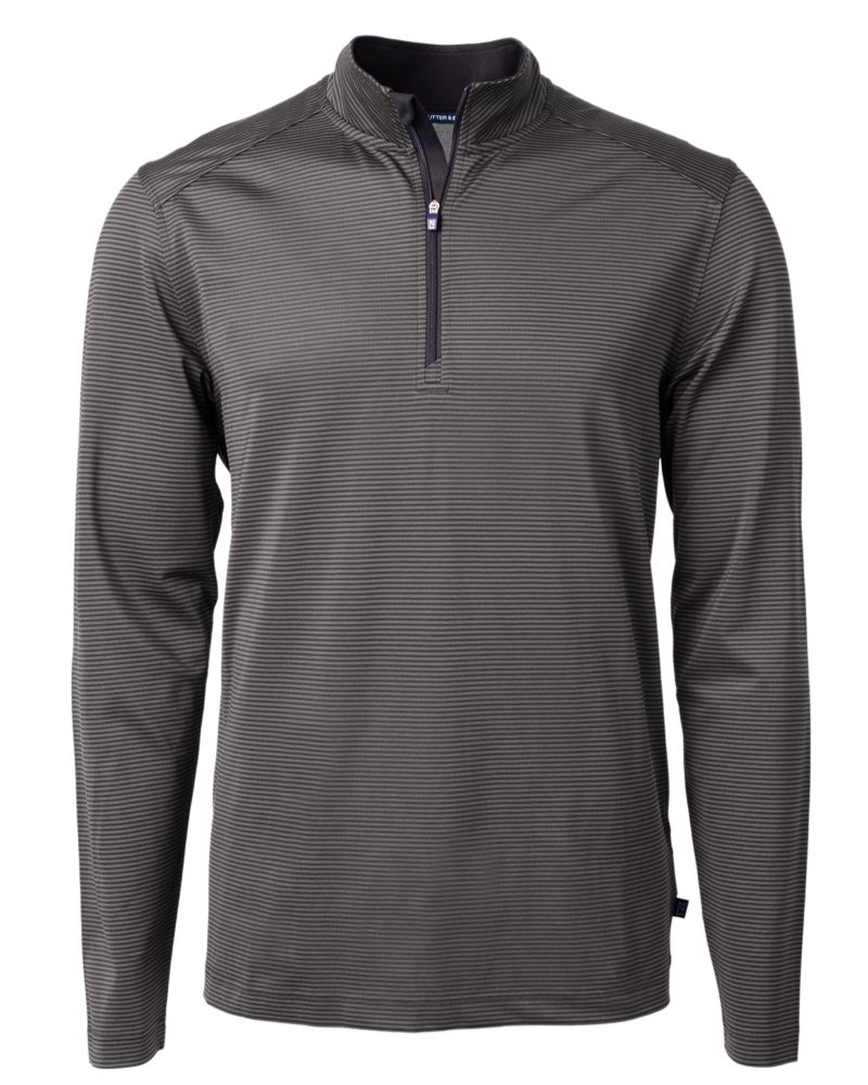 Cutter & Buck Virtue Recycled Micro Stripe Featherlight Pique Mens Quarter Zip Pullover 35