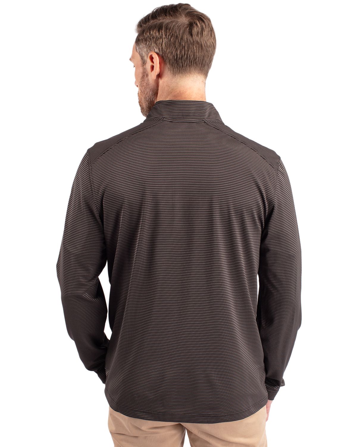 Cutter & Buck Virtue Recycled Micro Stripe Featherlight Pique Mens Quarter Zip Pullover 93