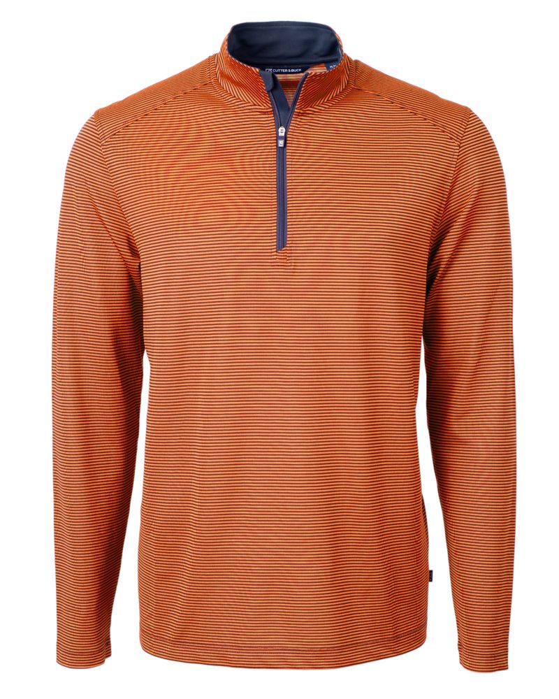 Cutter & Buck Virtue Recycled Micro Stripe Featherlight Pique Mens Quarter Zip Pullover 68