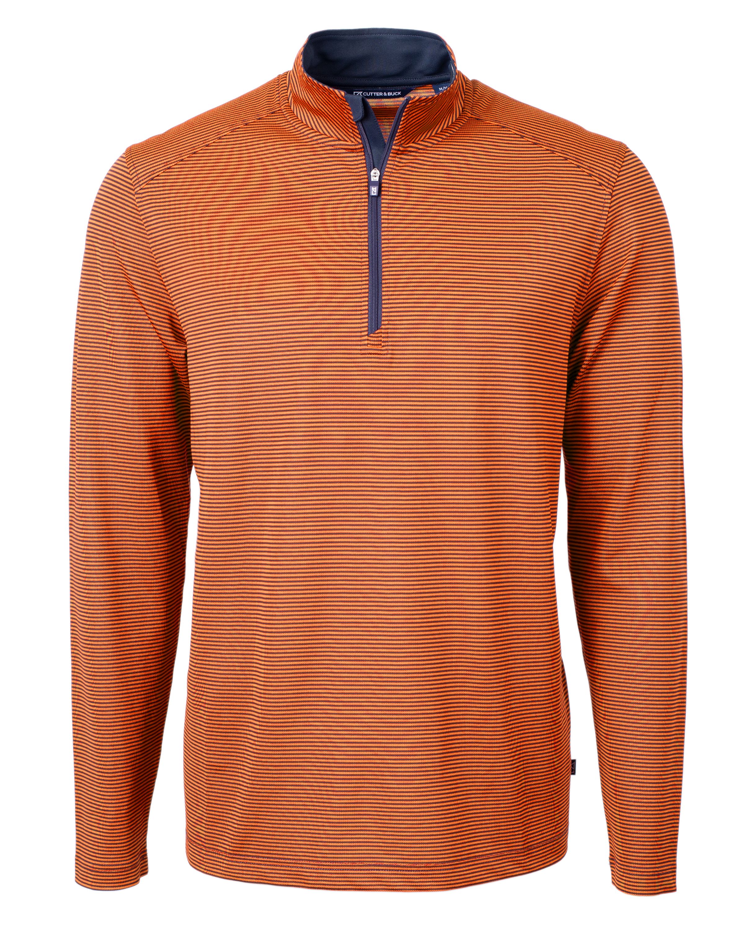Cutter & Buck Virtue Recycled Micro Stripe Featherlight Pique Mens Quarter Zip Pullover 67