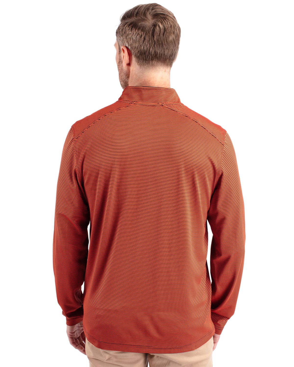 Cutter & Buck Virtue Recycled Micro Stripe Featherlight Pique Mens Quarter Zip Pullover 37