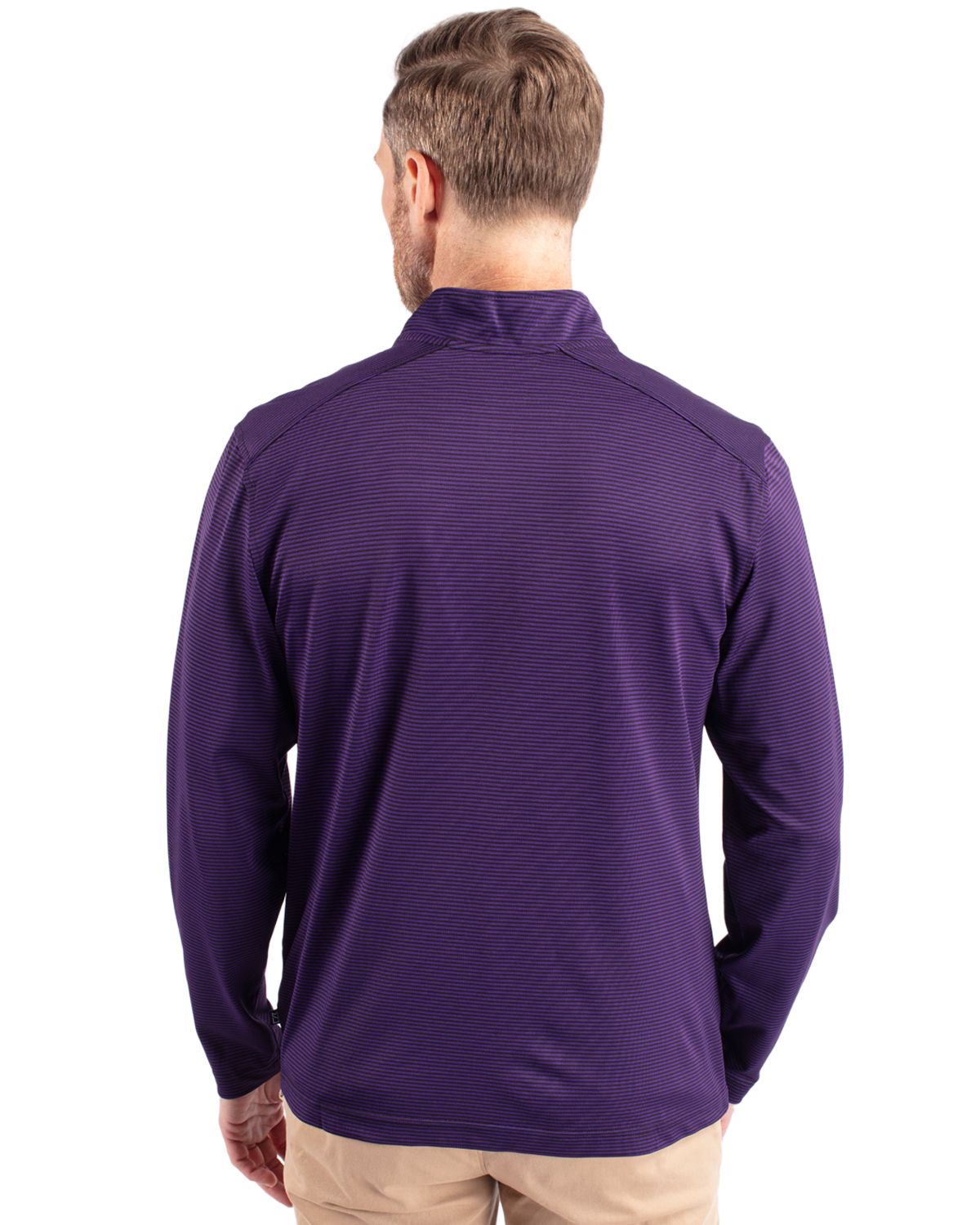 Cutter & Buck Virtue Recycled Micro Stripe Featherlight Pique Mens Quarter Zip Pullover 107