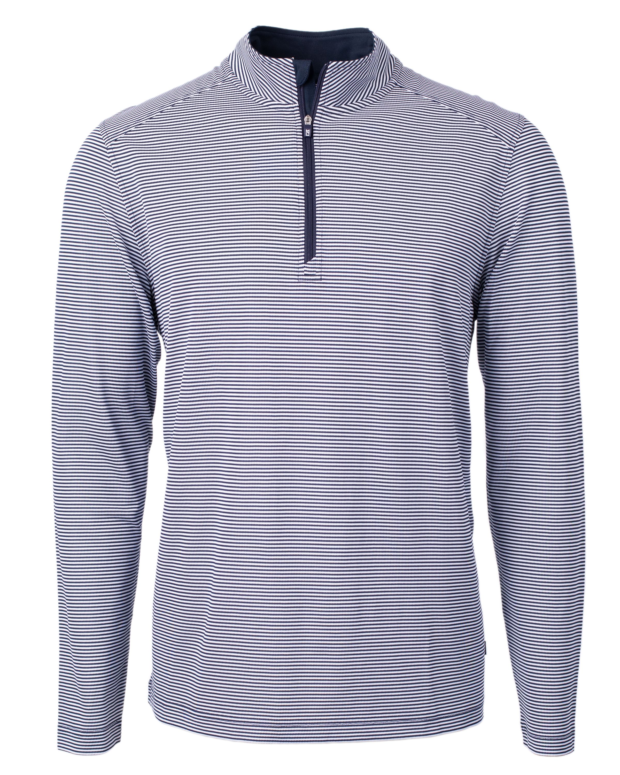 Cutter & Buck Virtue Recycled Micro Stripe Featherlight Pique Mens Quarter Zip Pullover 75
