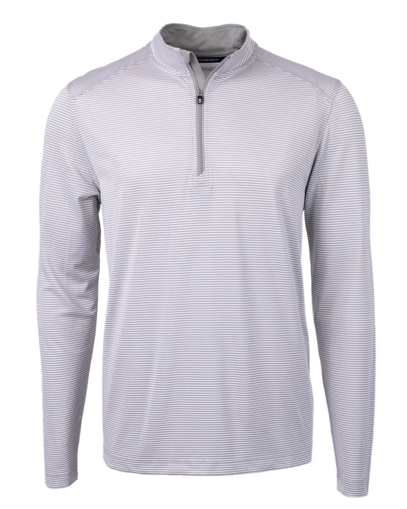 Cutter & Buck Virtue Recycled Micro Stripe Featherlight Pique Mens Quarter Zip Pullover 111