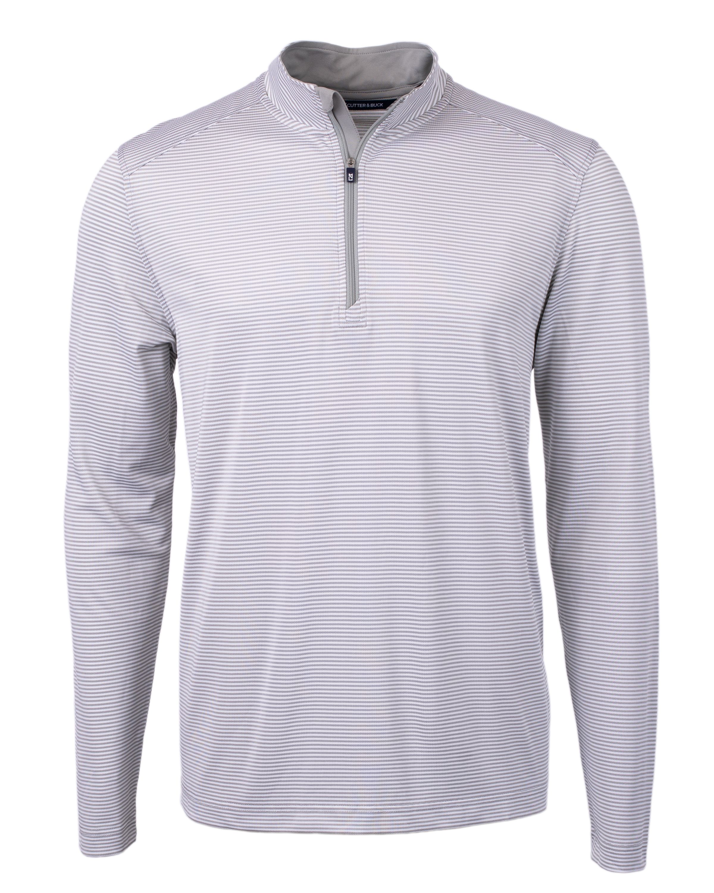 Cutter & Buck Virtue Recycled Micro Stripe Featherlight Pique Mens Quarter Zip Pullover 47