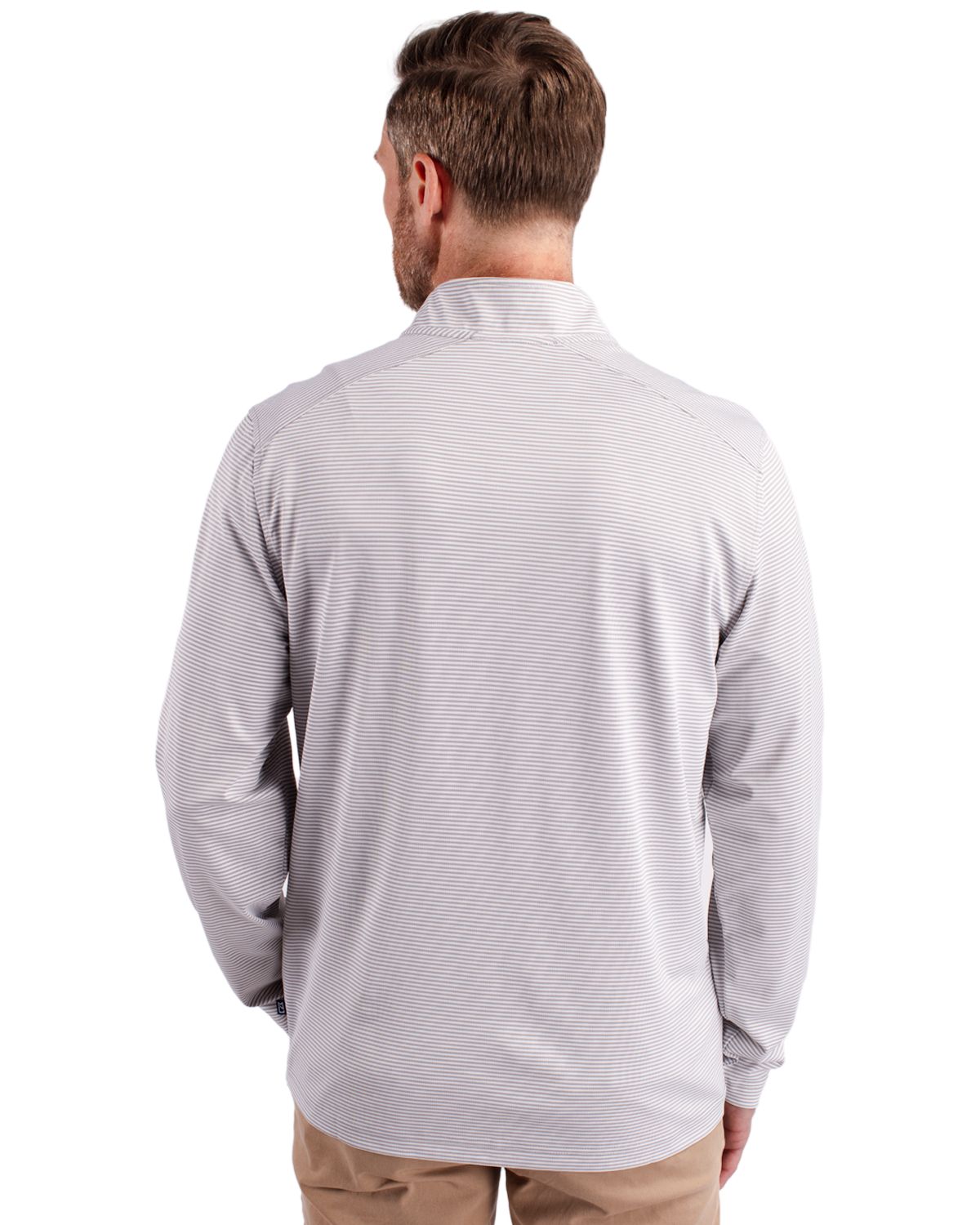 Cutter & Buck Virtue Recycled Micro Stripe Featherlight Pique Mens Quarter Zip Pullover 78