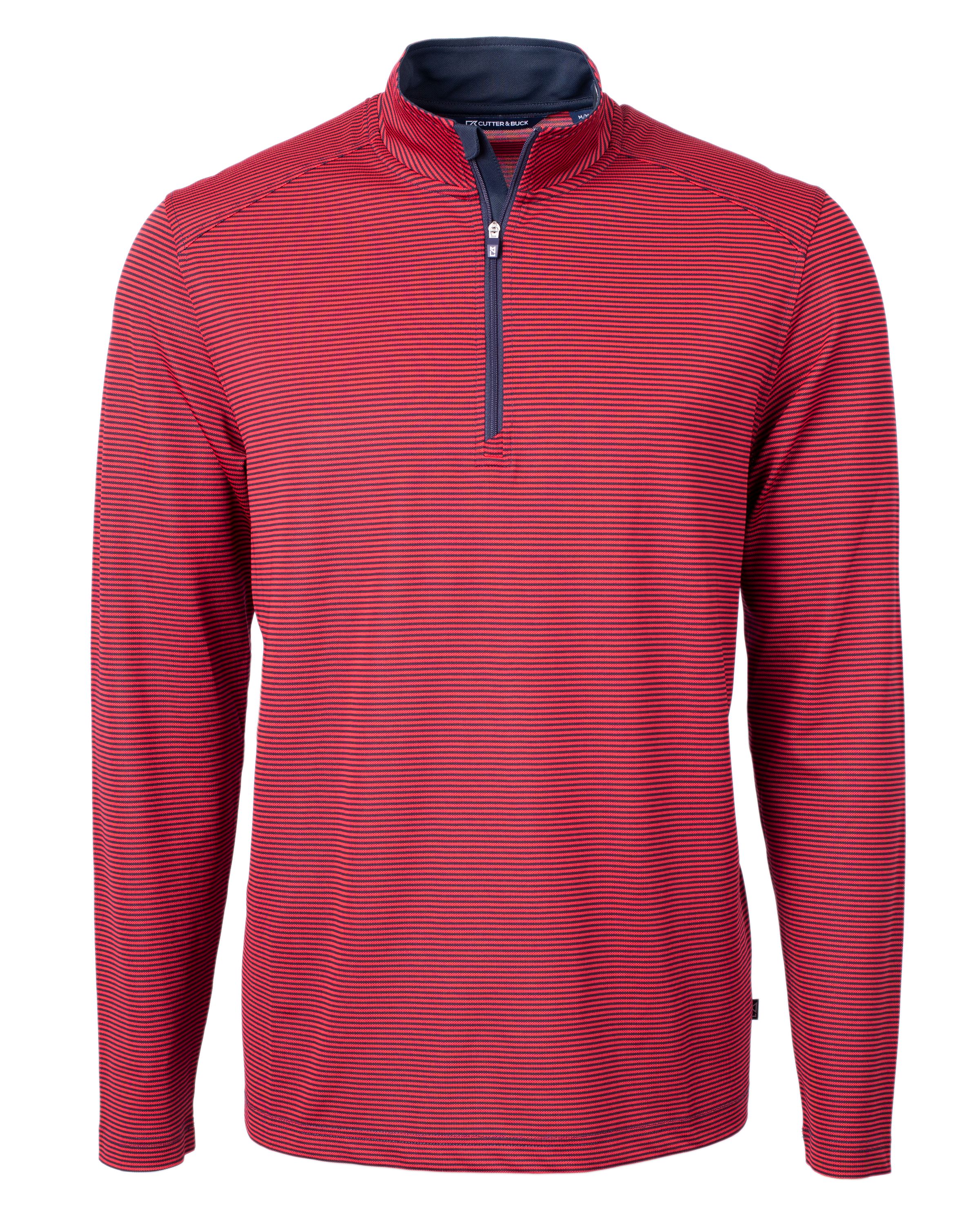 Cutter & Buck Virtue Recycled Micro Stripe Featherlight Pique Mens Quarter Zip Pullover 40