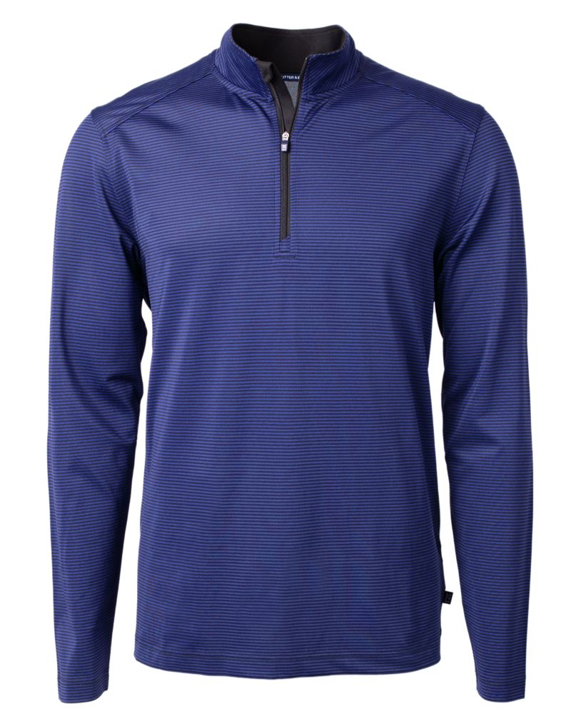 Cutter & Buck Virtue Recycled Micro Stripe Featherlight Pique Mens Quarter Zip Pullover 115