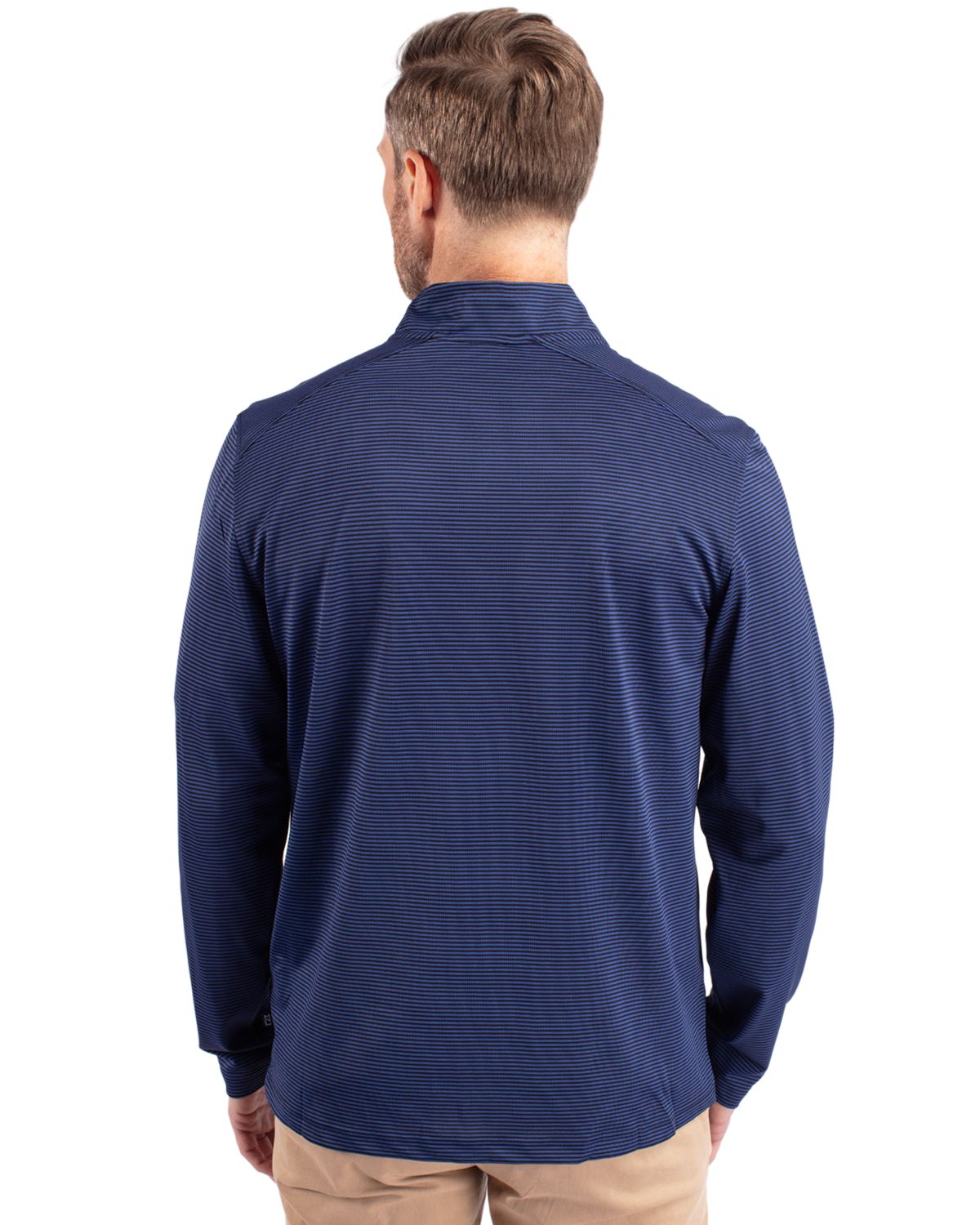 Cutter & Buck Virtue Recycled Micro Stripe Featherlight Pique Mens Quarter Zip Pullover 95