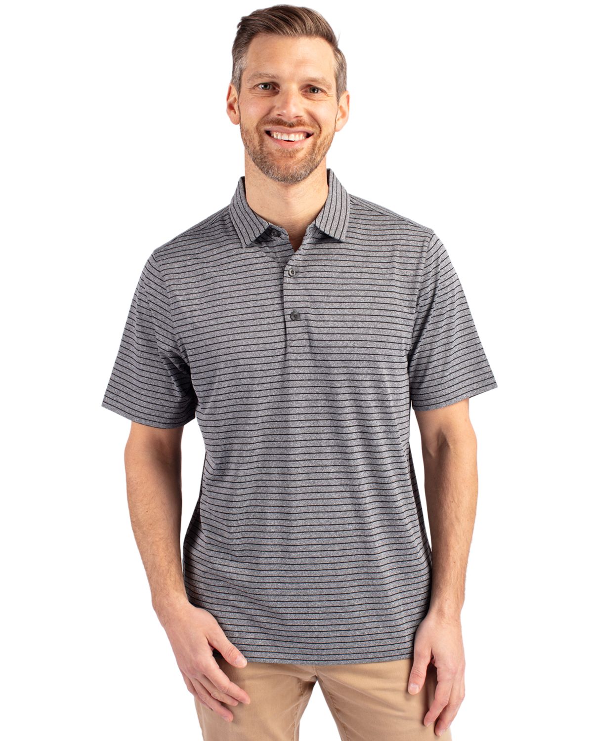 Cutter & Buck Forge Recycled Heather Stripe Four-Way Stretch Mens Big & Tall Polo Big & Tall 61