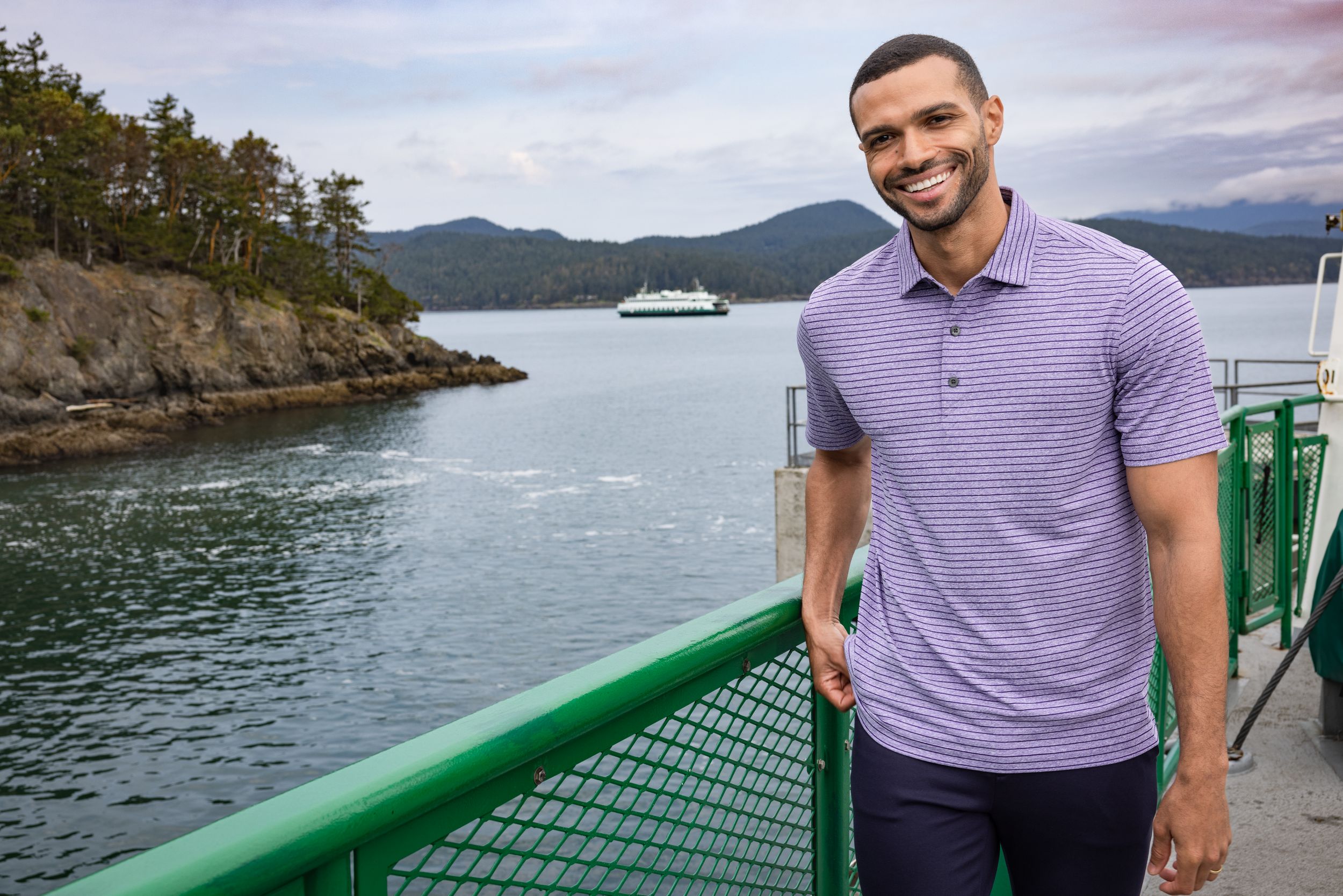 Cutter & Buck Forge Recycled Heather Stripe Four-Way Stretch Mens Big & Tall Polo