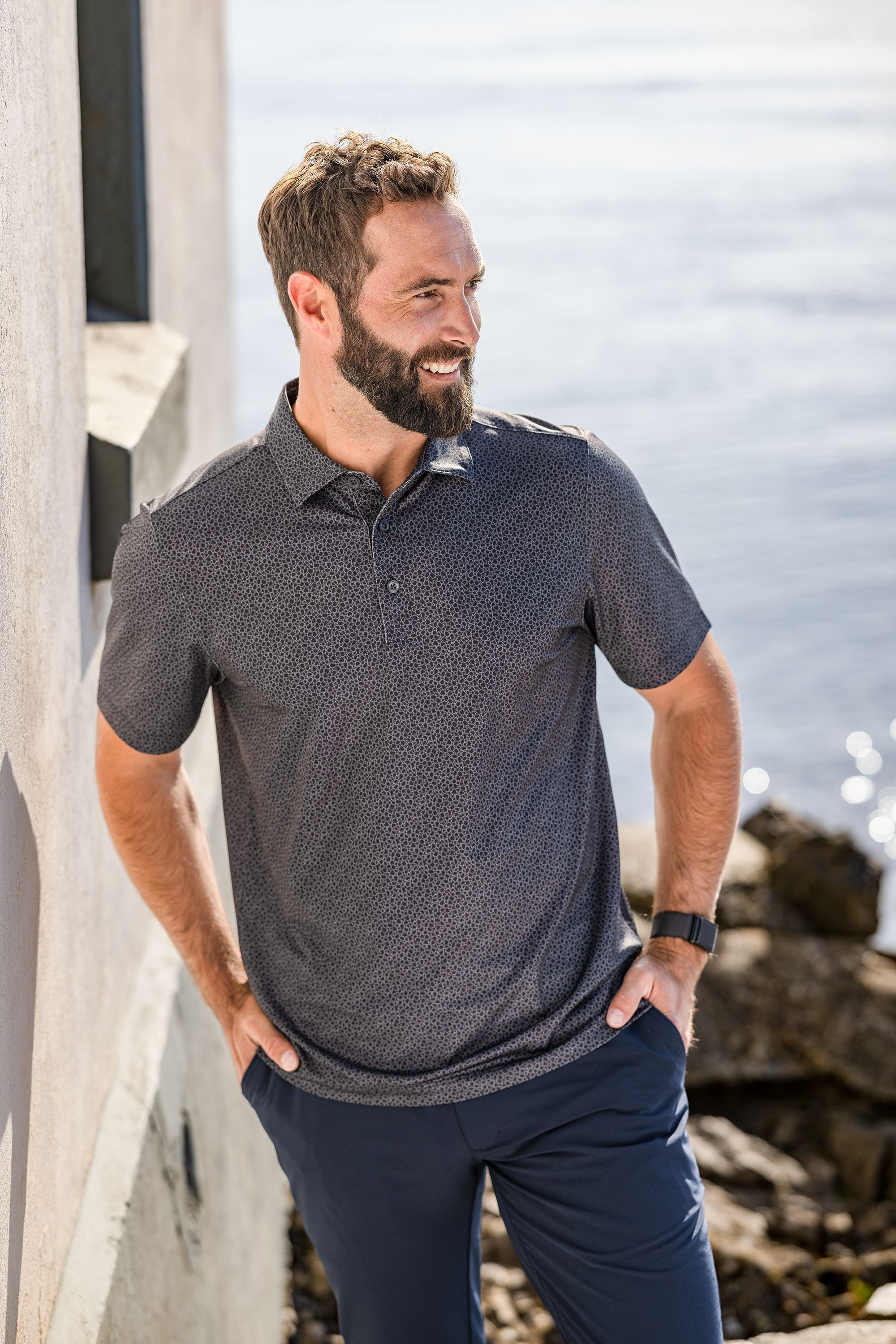 Cutter & Buck Pike Recycled Pebble Print Mens Polo 55