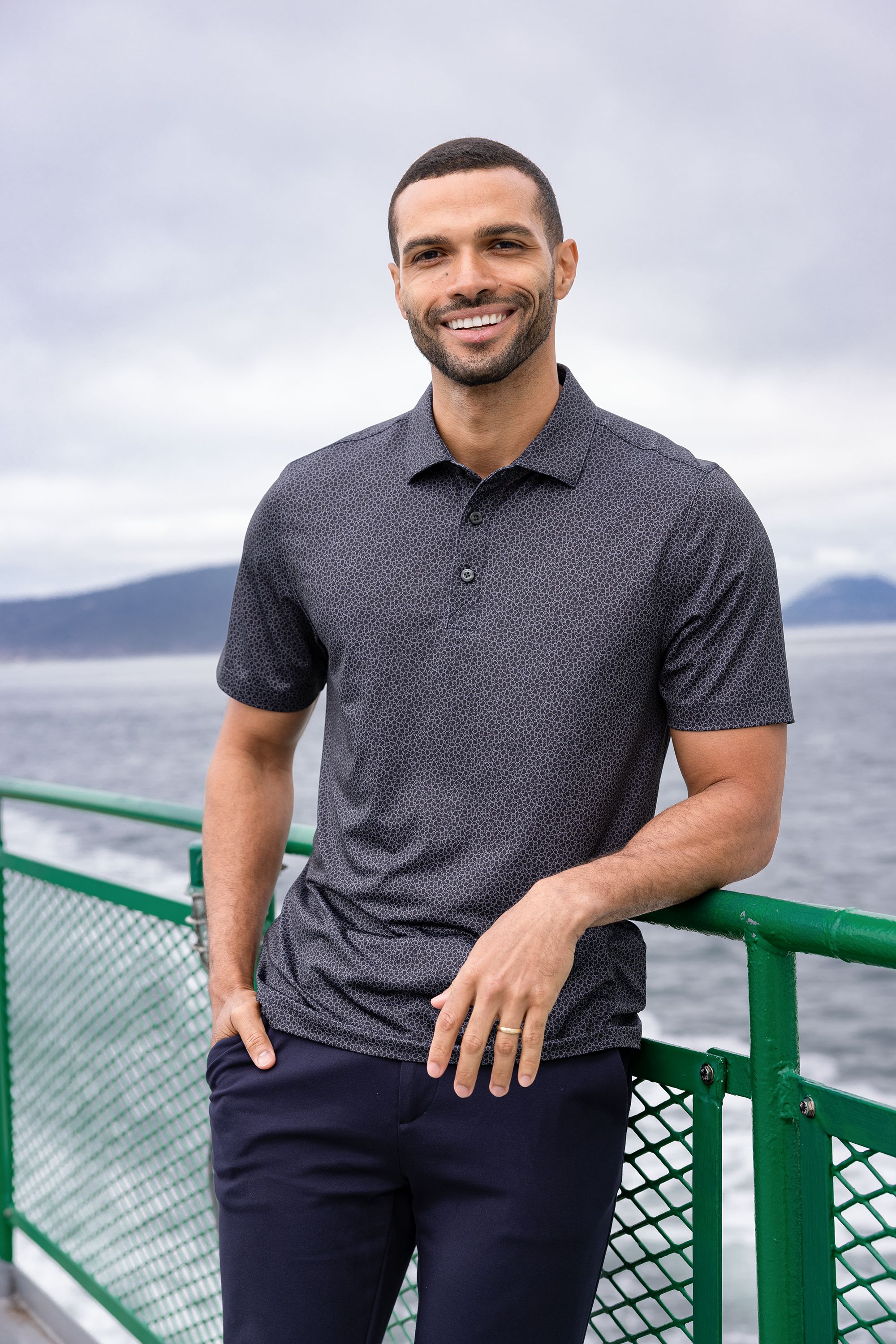 Cutter & Buck Pike Recycled Pebble Print Mens Polo 94