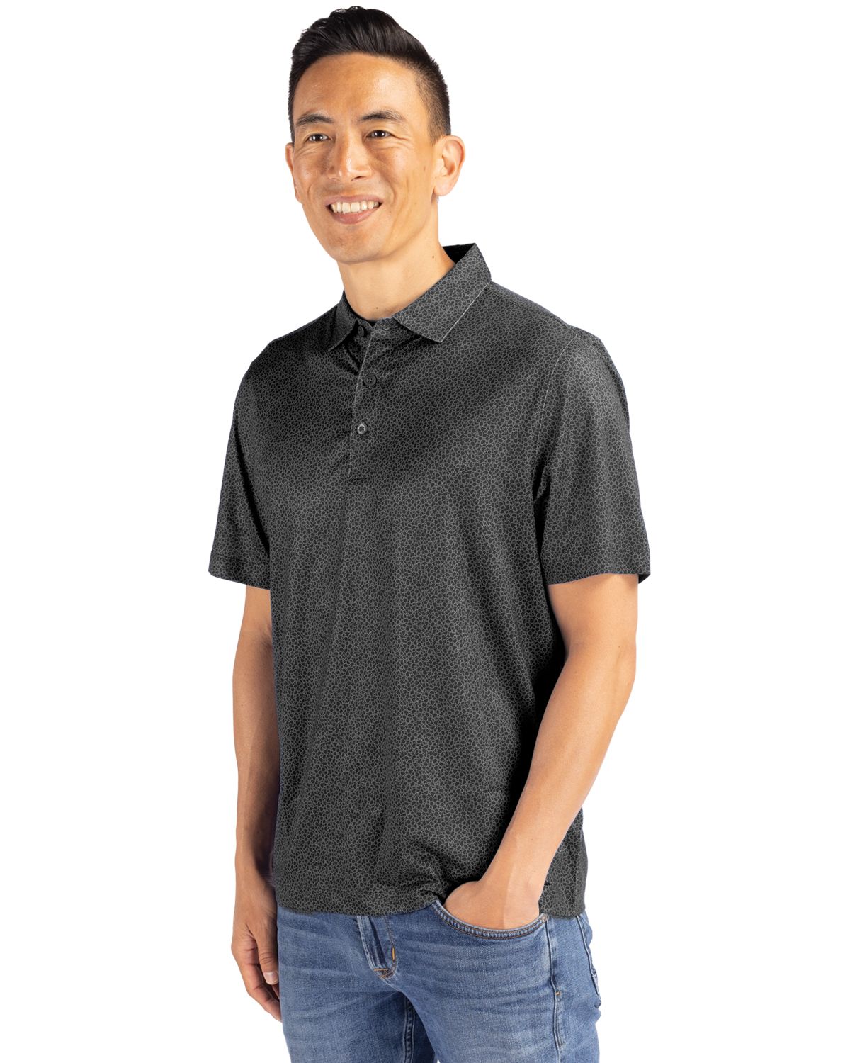 Cutter & Buck Pike Recycled Pebble Print Mens Polo 84