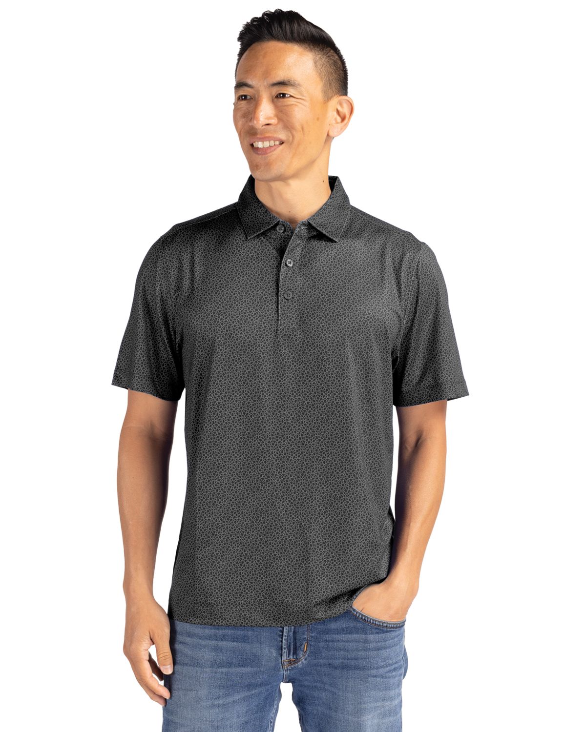 Cutter & Buck Pike Recycled Pebble Print Mens Polo 49
