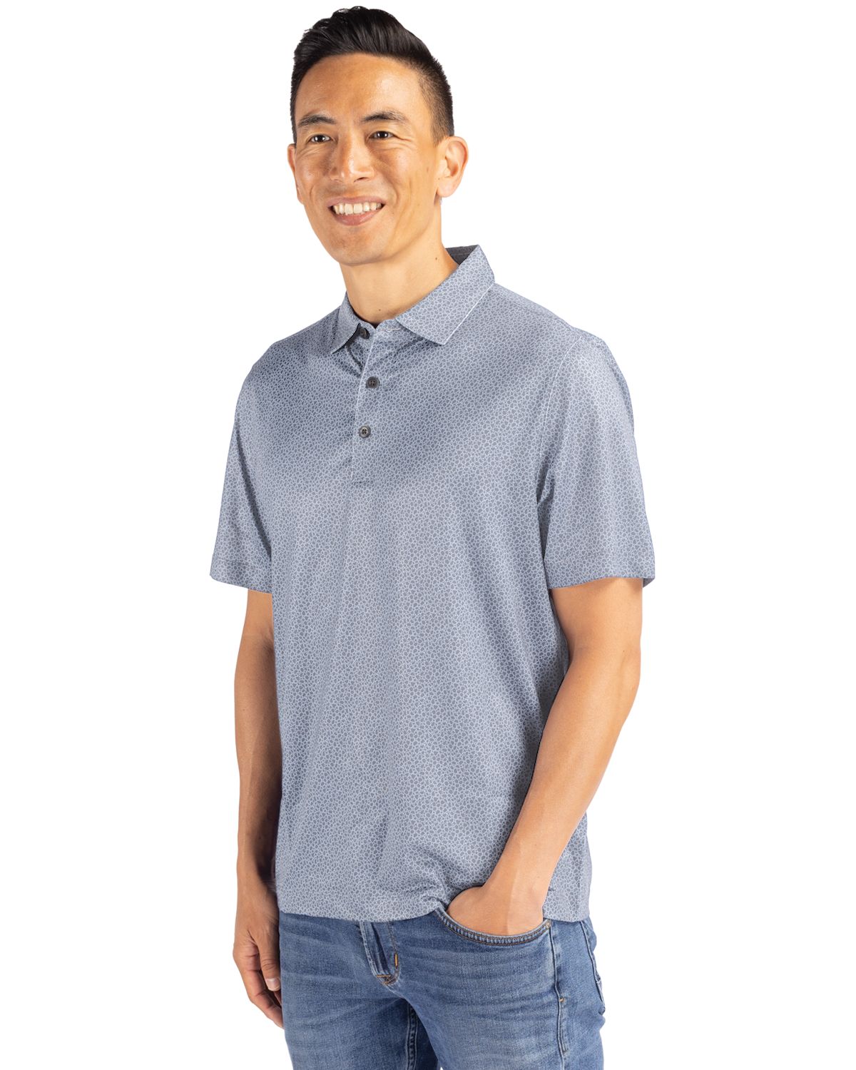 Cutter & Buck Pike Recycled Pebble Print Mens Polo 68