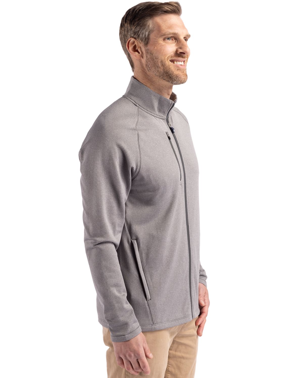Cutter & Buck Peshastin Recycled Grid Fleece Mens Full Zip Jacket 34