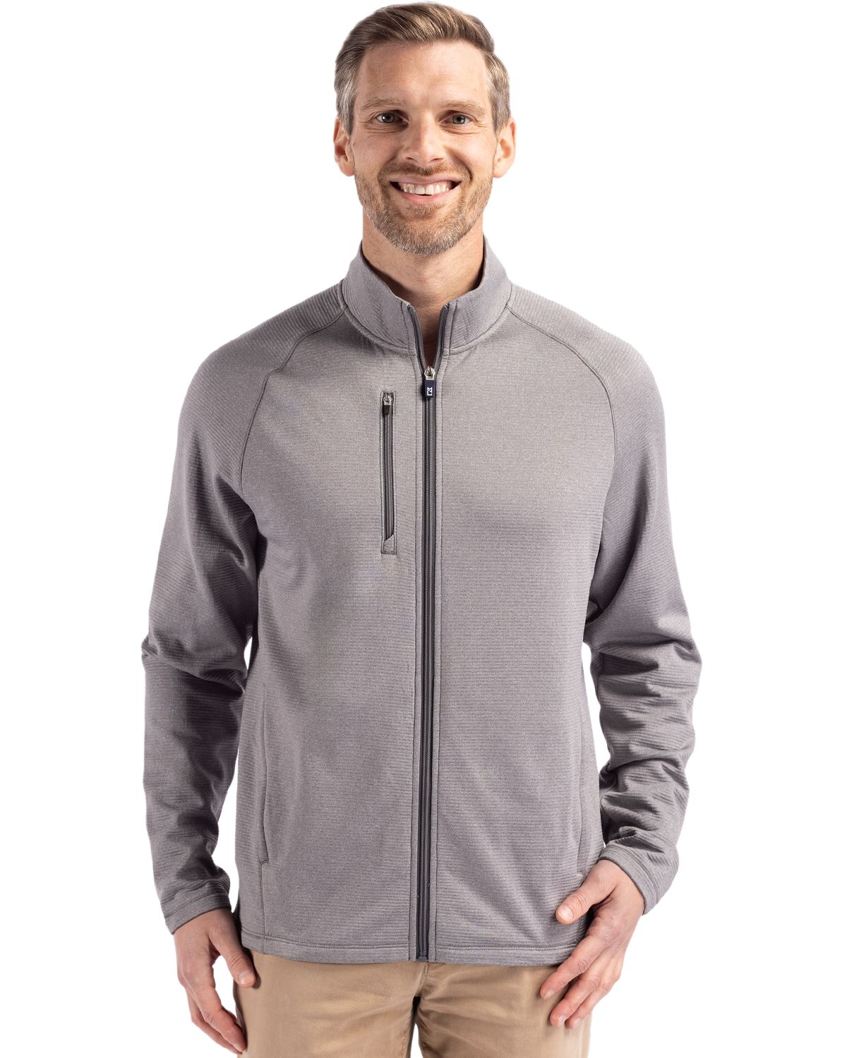 Cutter & Buck Peshastin Recycled Grid Fleece Mens Full Zip Jacket 55