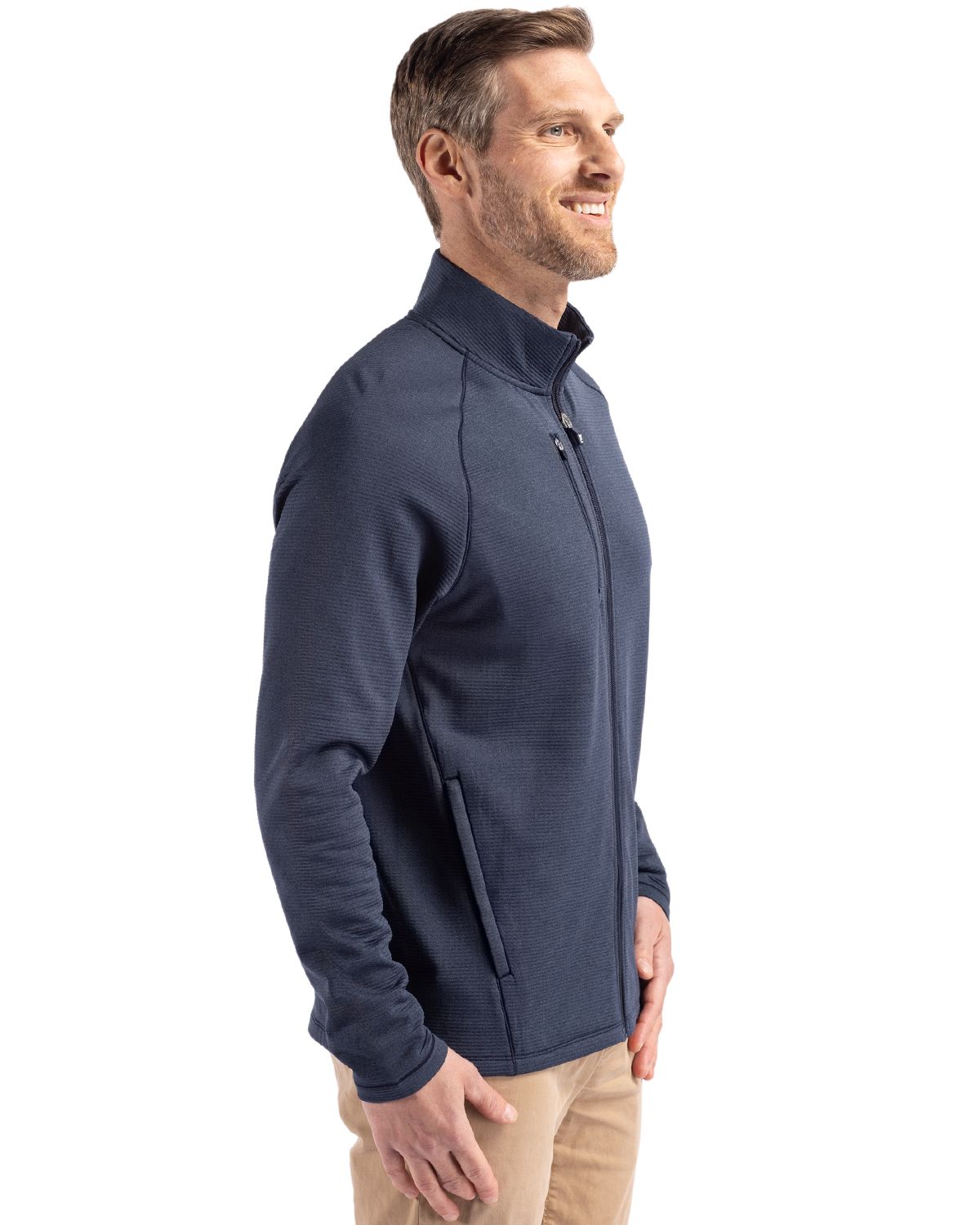 Cutter & Buck Peshastin Recycled Grid Fleece Mens Full Zip Jacket 57
