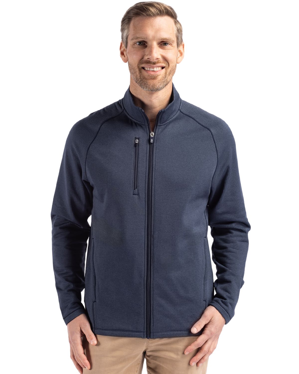 Cutter & Buck Peshastin Recycled Grid Fleece Mens Full Zip Jacket 40