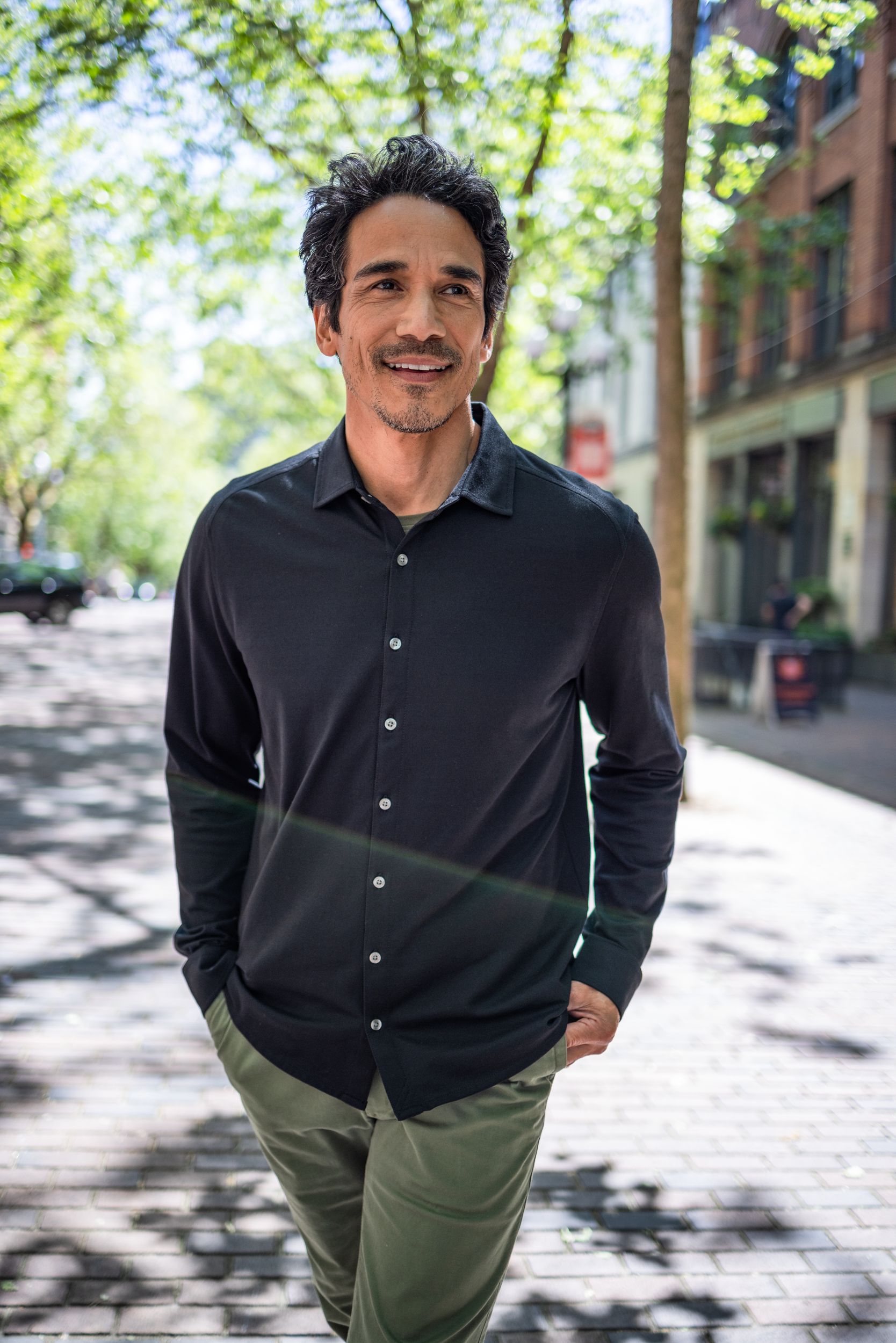 Cutter & Buck Advantage Epic Confidence Recycled Tri-Blend Pique Mens Long Sleeve Button Down Shirt